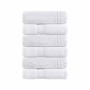 Chevron Zero Twist Cotton Solid and Jacquard Hand Towel - White