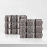 Sadie Zero Twist Cotton Jacquard Elegant Floral Motif Absorbent Hand Towel, Set of 6