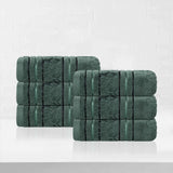 Sadie Zero Twist Cotton Jacquard Elegant Floral Motif Absorbent Hand Towel, Set of 6