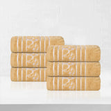 Sadie Zero Twist Cotton Jacquard Elegant Floral Motif Absorbent Hand Towel, Set of 6