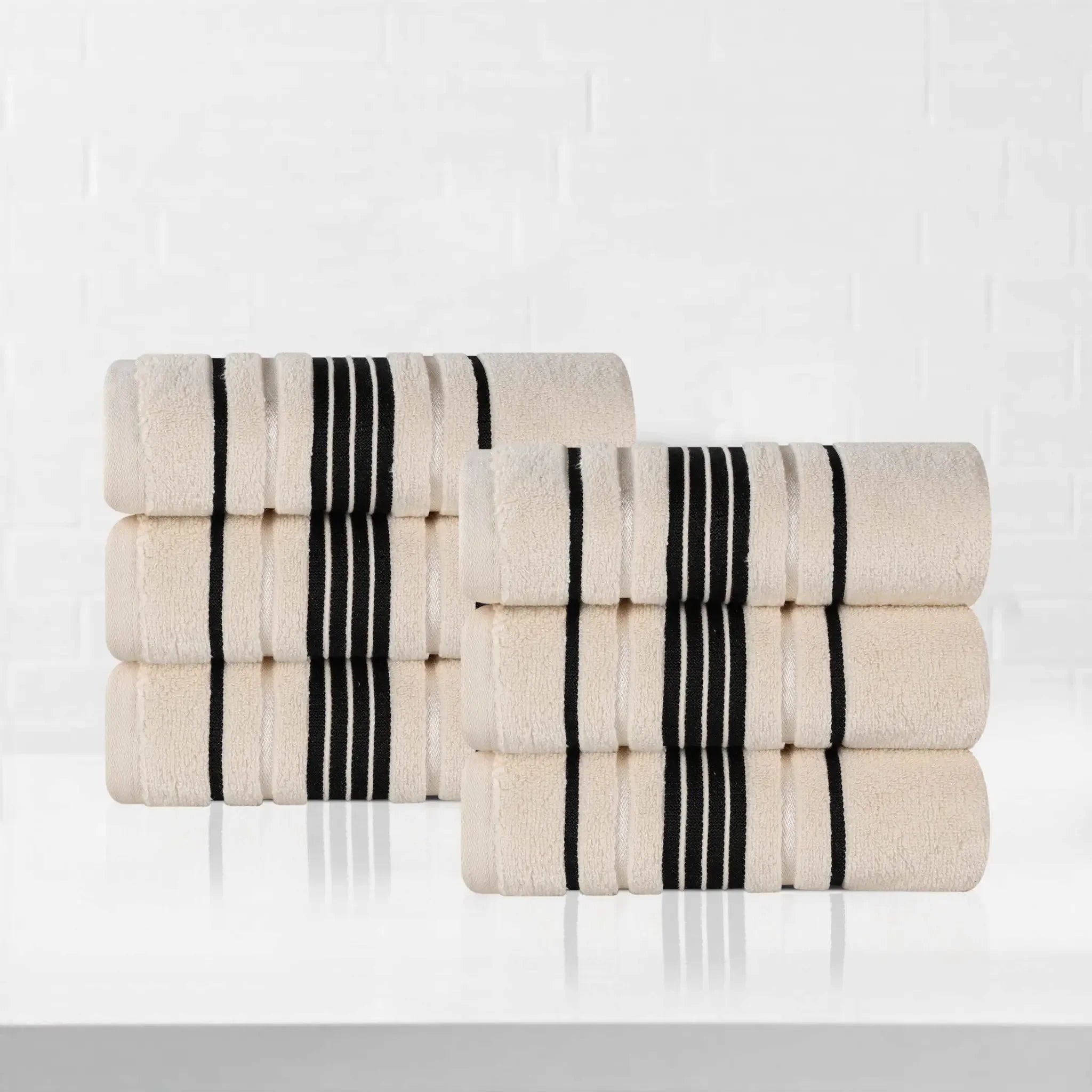 Sadie Zero Twist Cotton Absorbent Solid Hand Towel, Set of 6