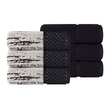 Lodie Cotton Jacquard Solid and Two-Toned Hand Towel - Black-Ivory