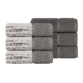 Lodie Cotton Jacquard Solid and Two-Toned Hand Towel - Charcoal-Ivory