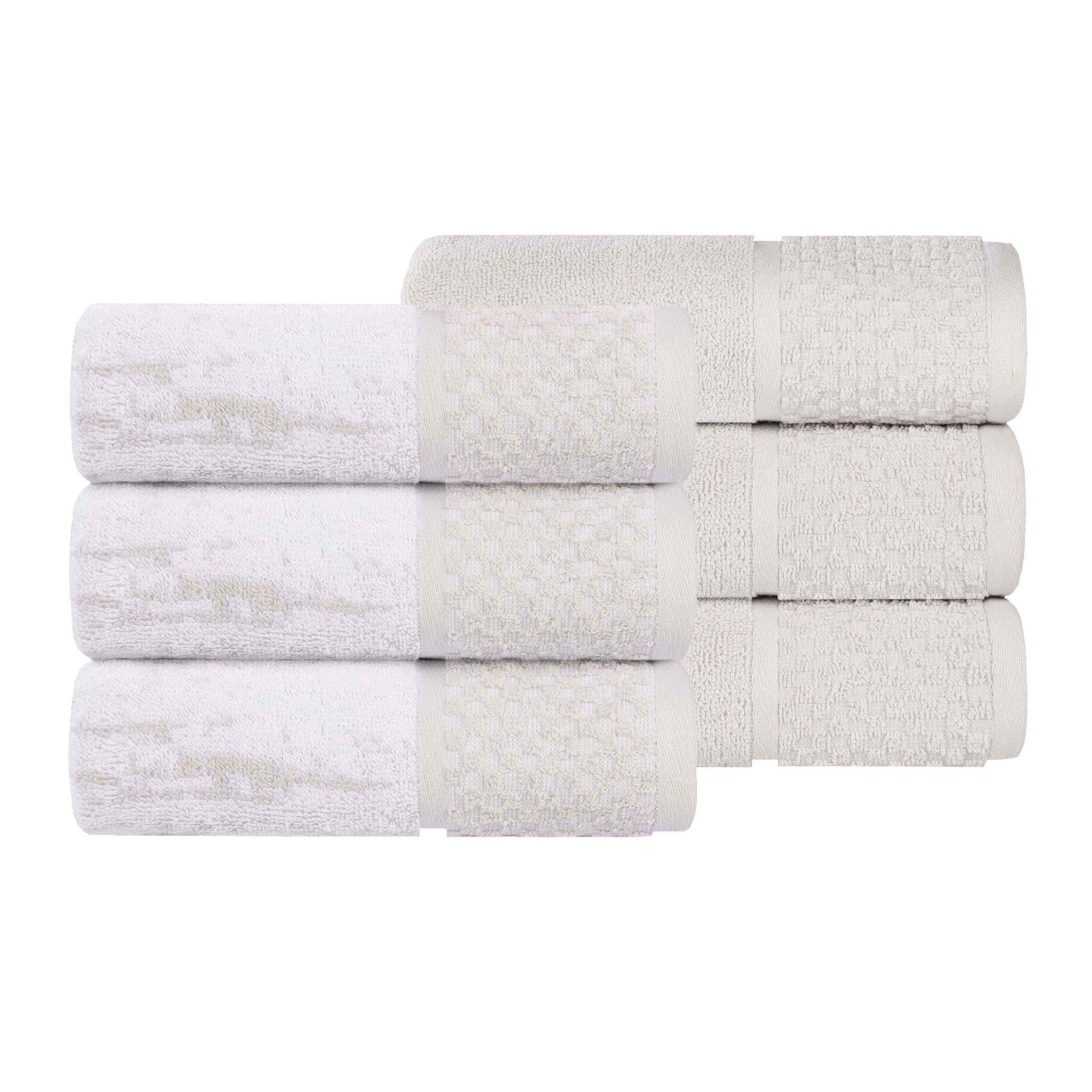 Lodie Cotton Jacquard Solid and Two-Toned Hand Towel - Stone-White