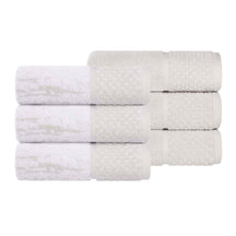 Lodie Cotton Jacquard Solid and Two-Toned Hand Towel - Stone-White