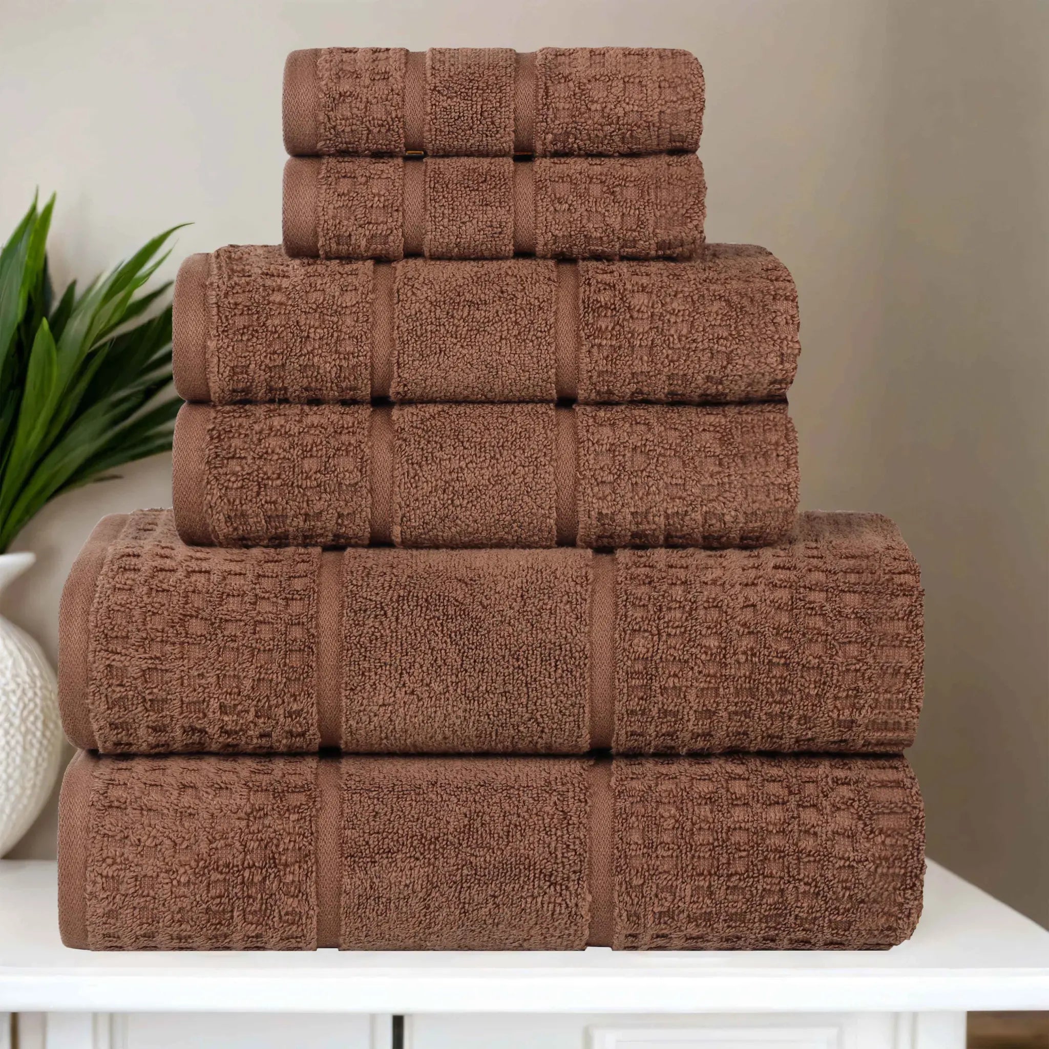 Zero Twist Cotton Waffle Towel Set 6-Piece - Napa - Towel Set by Superior Brand