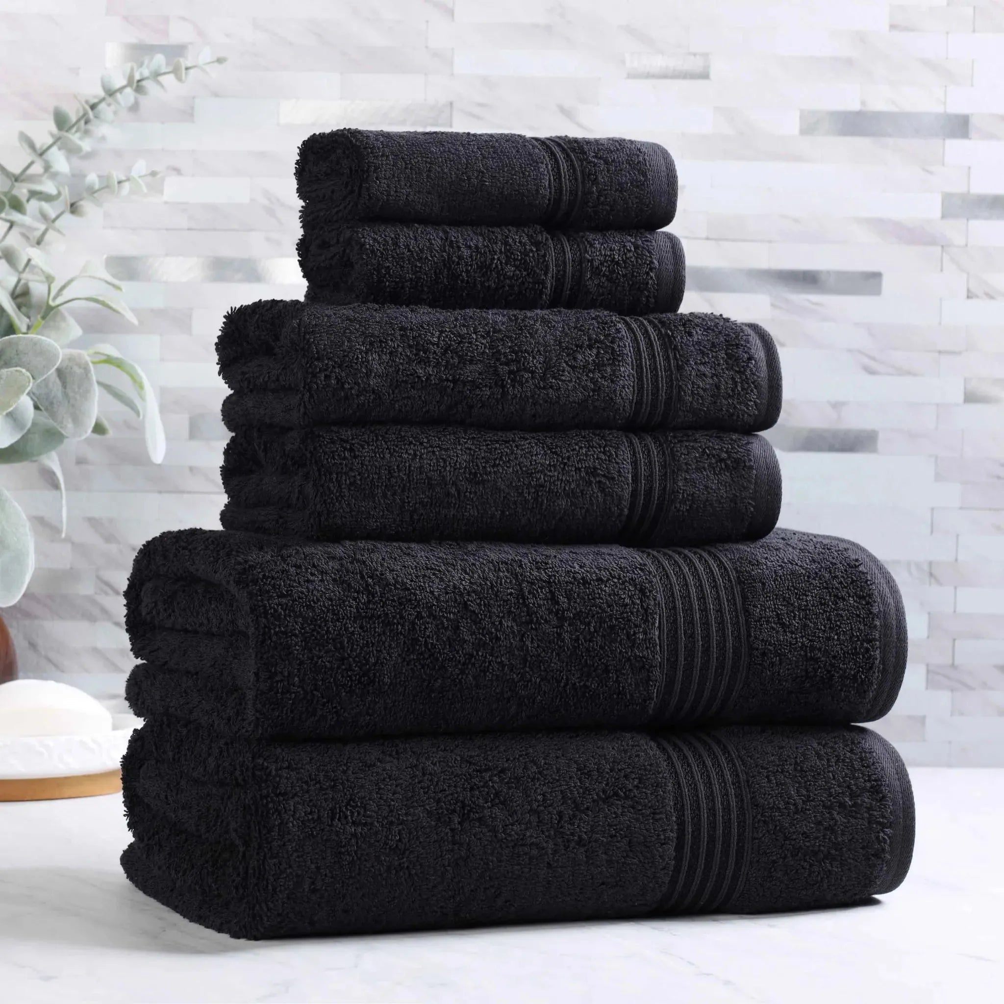 Egyptian Cotton Heritage Plush Towel Set 6 Piece - Egyptian Cotton Towel Set by Superior Brand