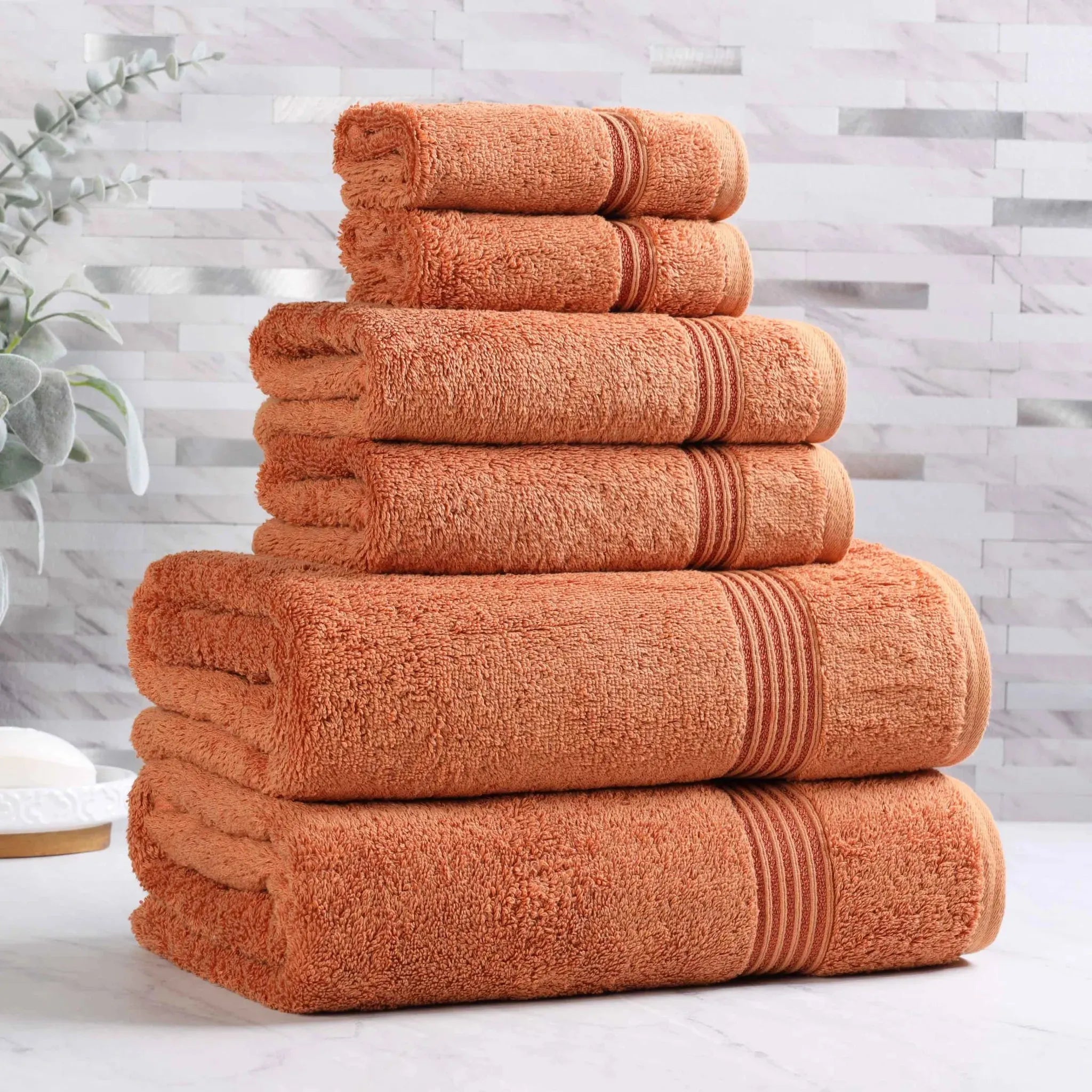Egyptian Cotton Heritage Plush Towel Set 6 Piece - Egyptian Cotton Towel Set by Superior Brand