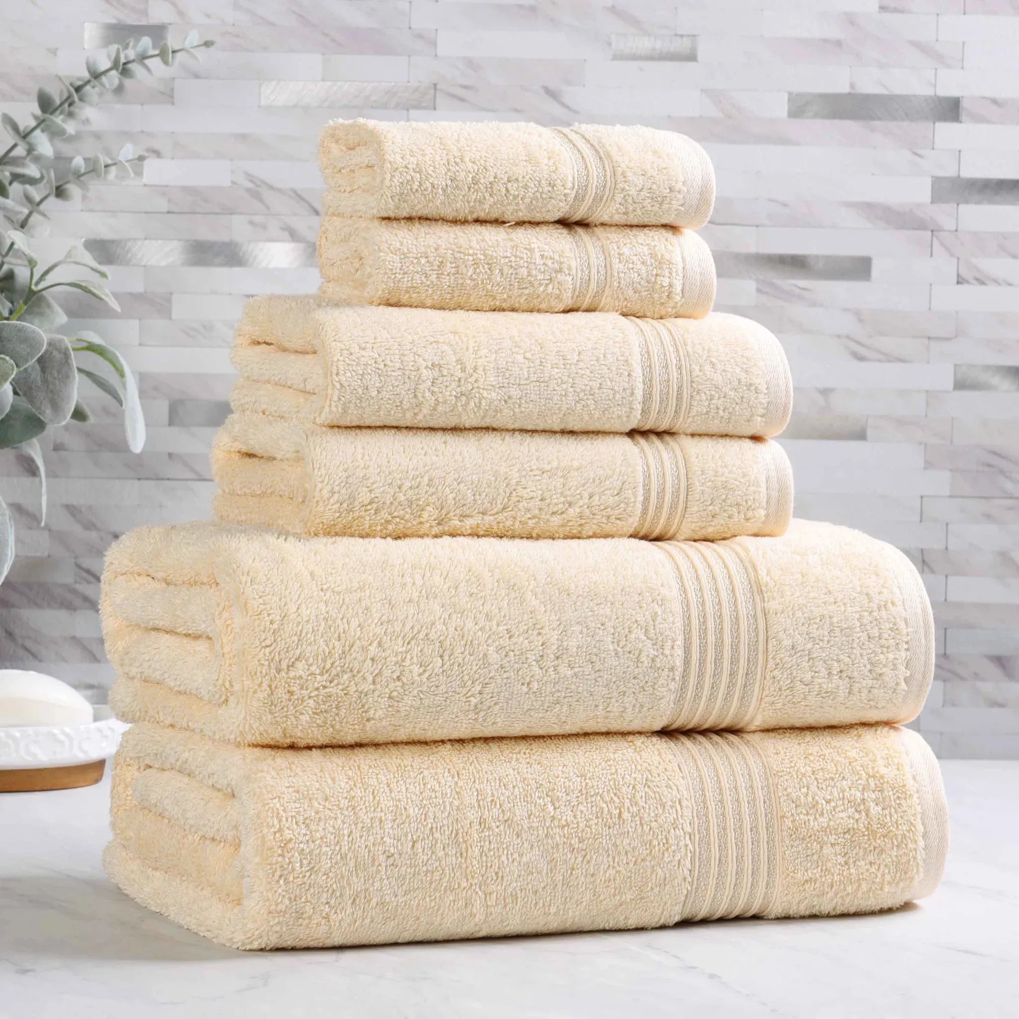 Egyptian Cotton Heritage Plush Towel Set 6 Piece - Egyptian Cotton Towel Set by Superior Brand
