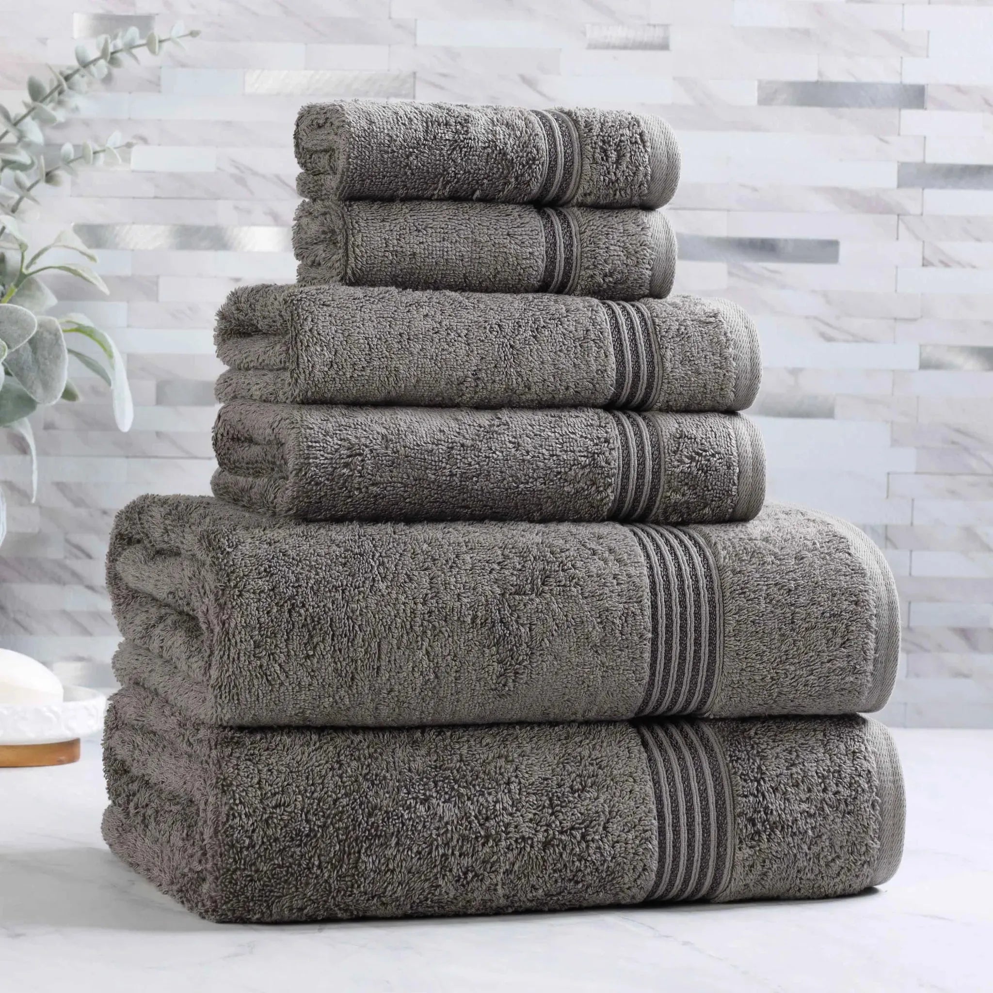 Egyptian Cotton Heritage Plush Towel Set 6 Piece - Egyptian Cotton Towel Set by Superior Brand