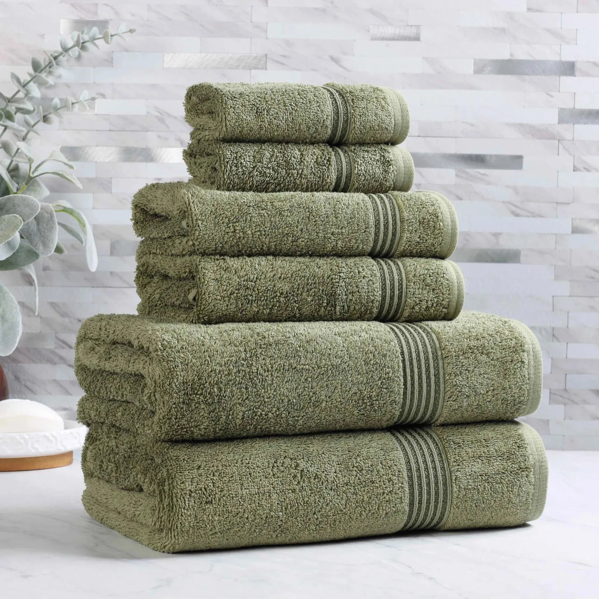 Egyptian Cotton Heritage Plush Towel Set 6 Piece - Egyptian Cotton Towel Set by Superior Brand