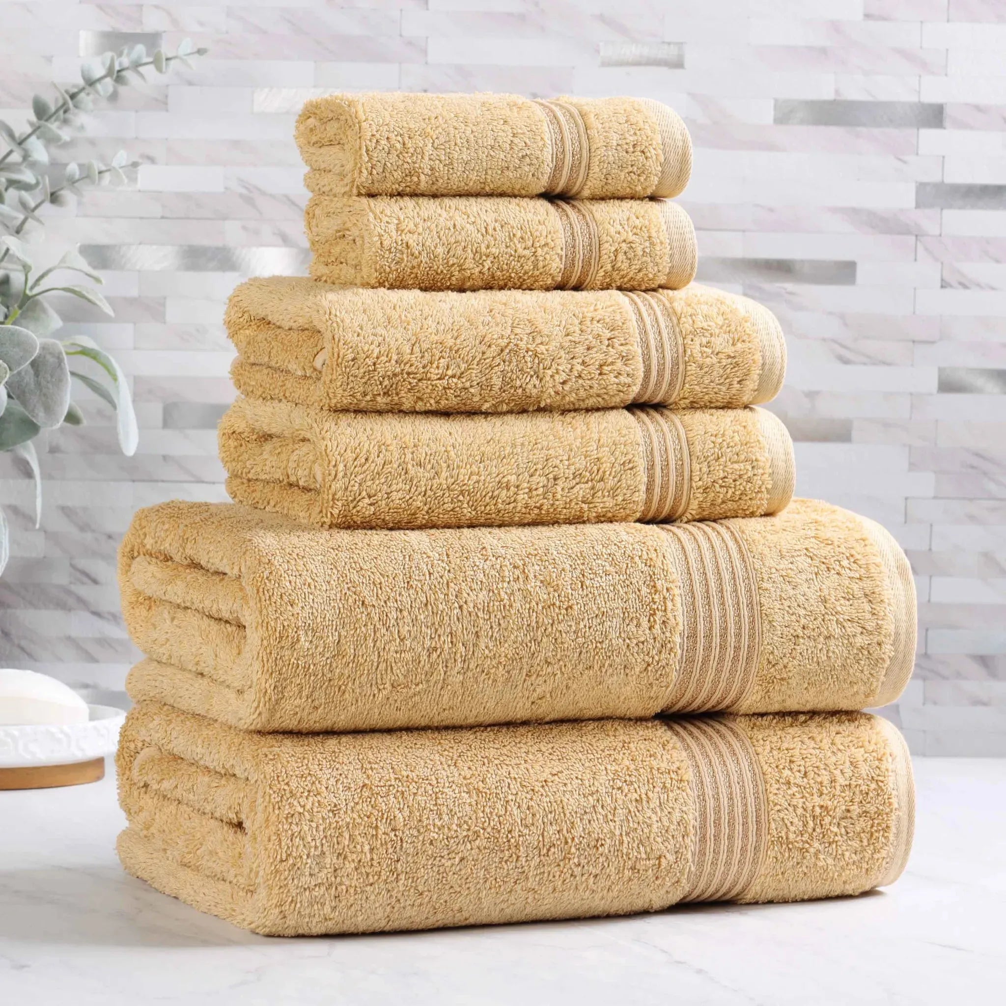 Egyptian Cotton Heritage Plush Towel Set 6 Piece - Egyptian Cotton Towel Set by Superior Brand