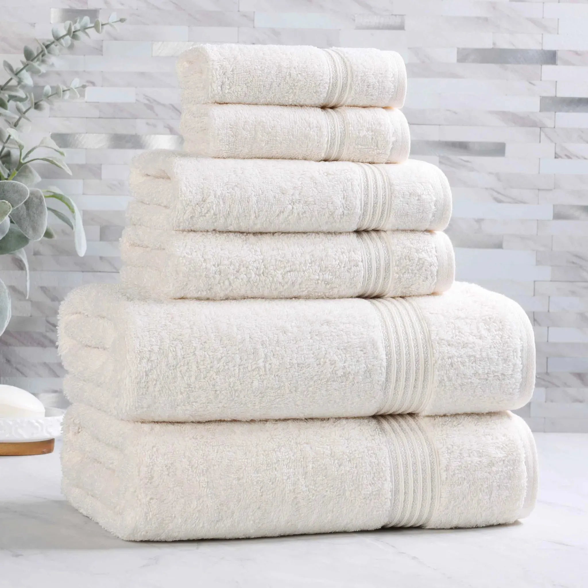 Egyptian Cotton Heritage Plush Towel Set 6 Piece - Egyptian Cotton Towel Set by Superior Brand