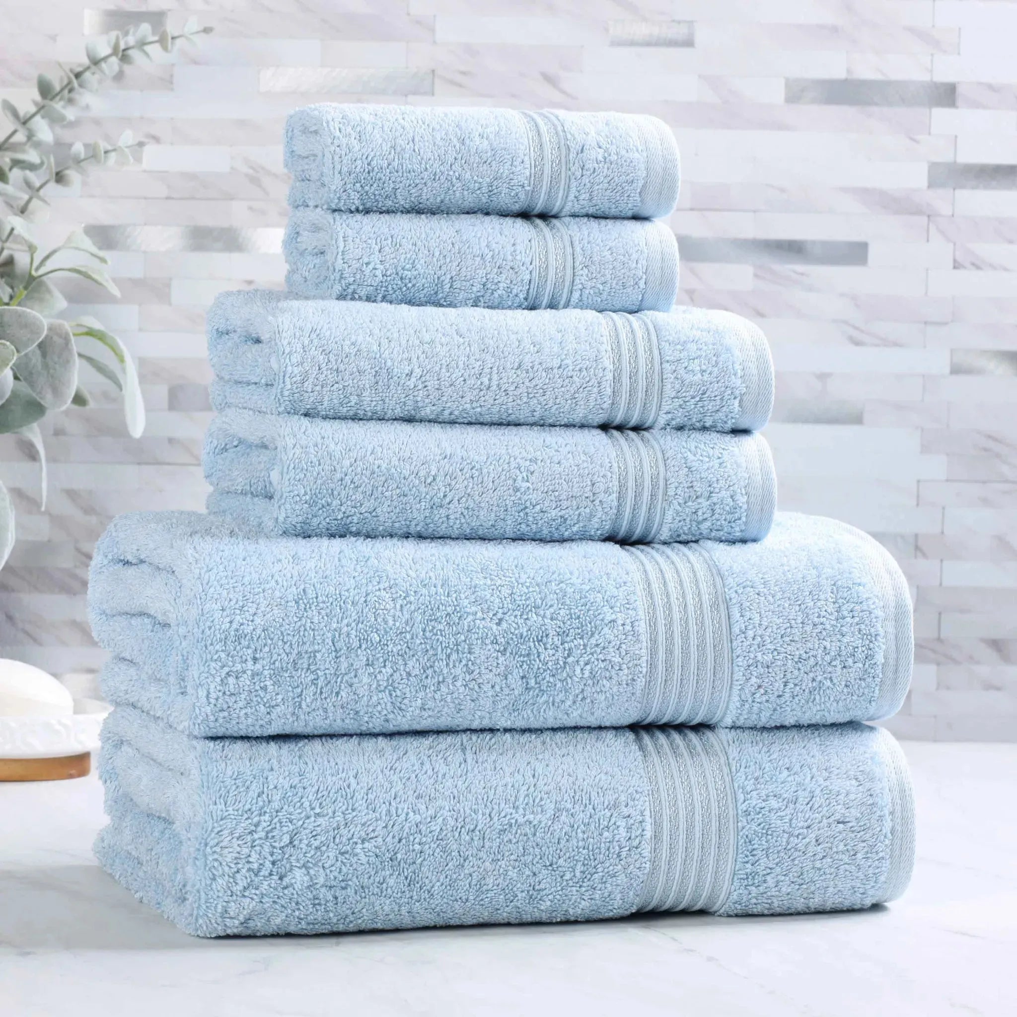 Egyptian Cotton Heritage Plush Towel Set 6 Piece - Egyptian Cotton Towel Set by Superior Brand