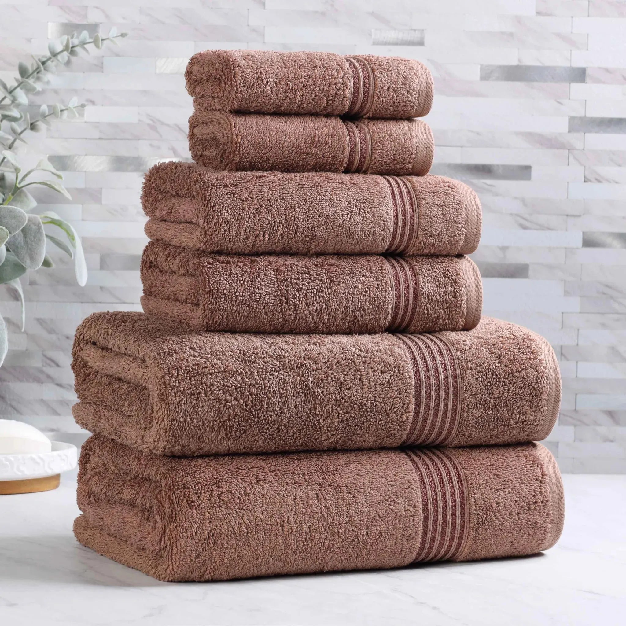 Egyptian Cotton Heritage Plush Towel Set 6 Piece - Egyptian Cotton Towel Set by Superior Brand