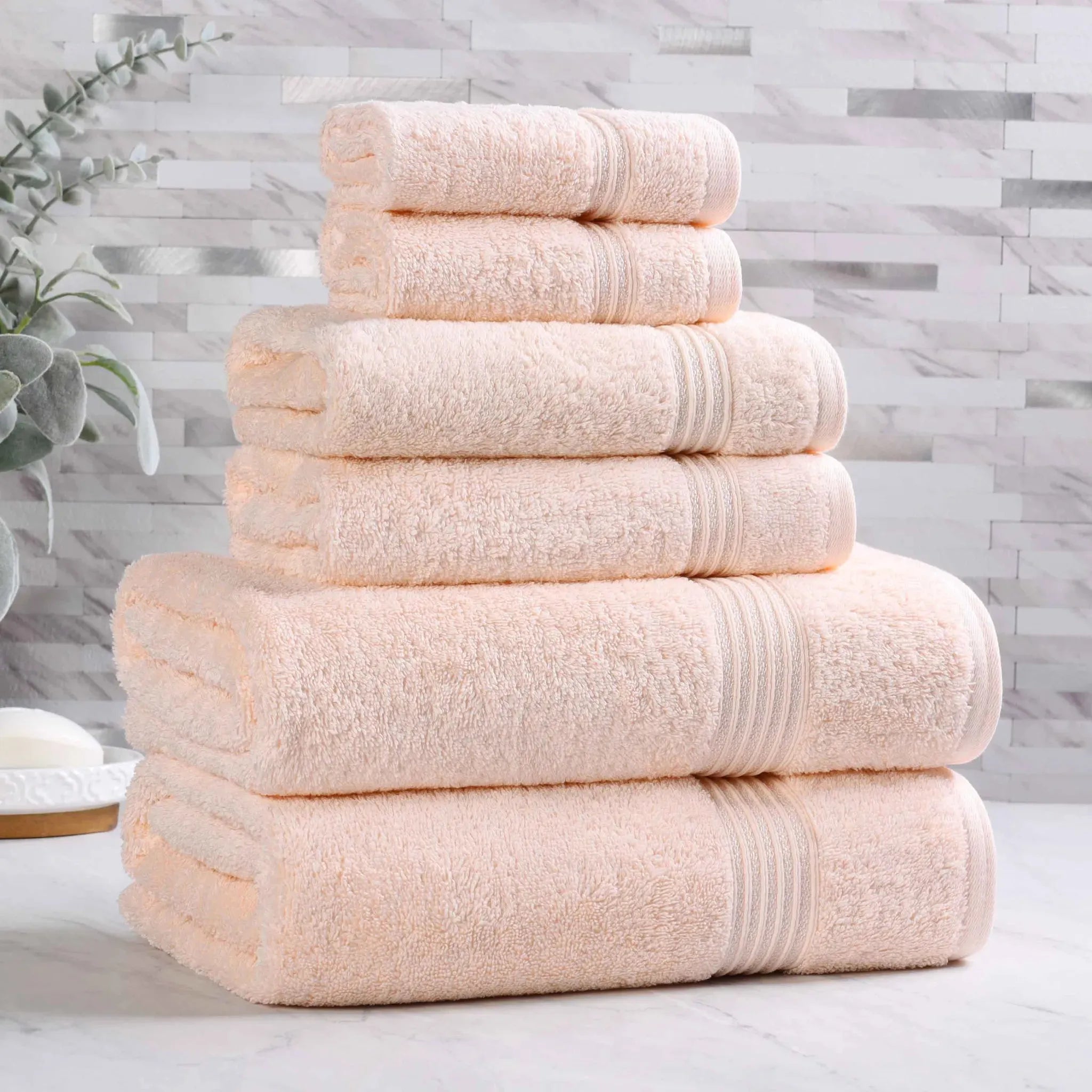 Egyptian Cotton Heritage Plush Towel Set 6 Piece - Egyptian Cotton Towel Set by Superior Brand