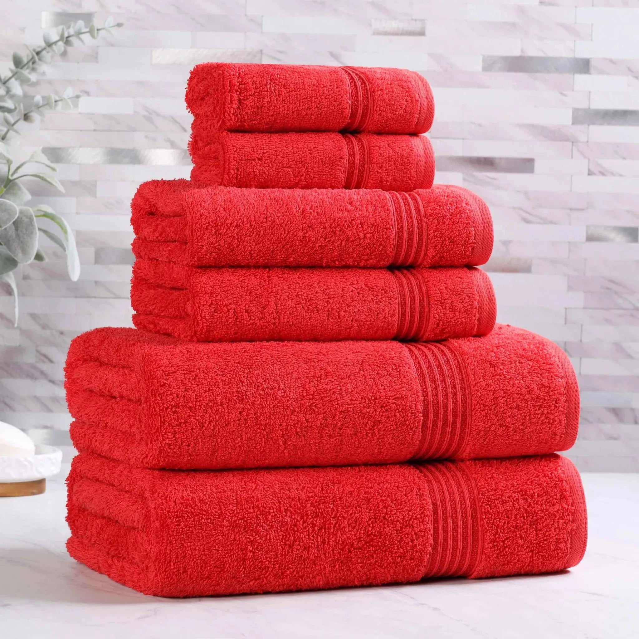 Egyptian Cotton Heritage Plush Towel Set 6 Piece - Egyptian Cotton Towel Set by Superior Brand