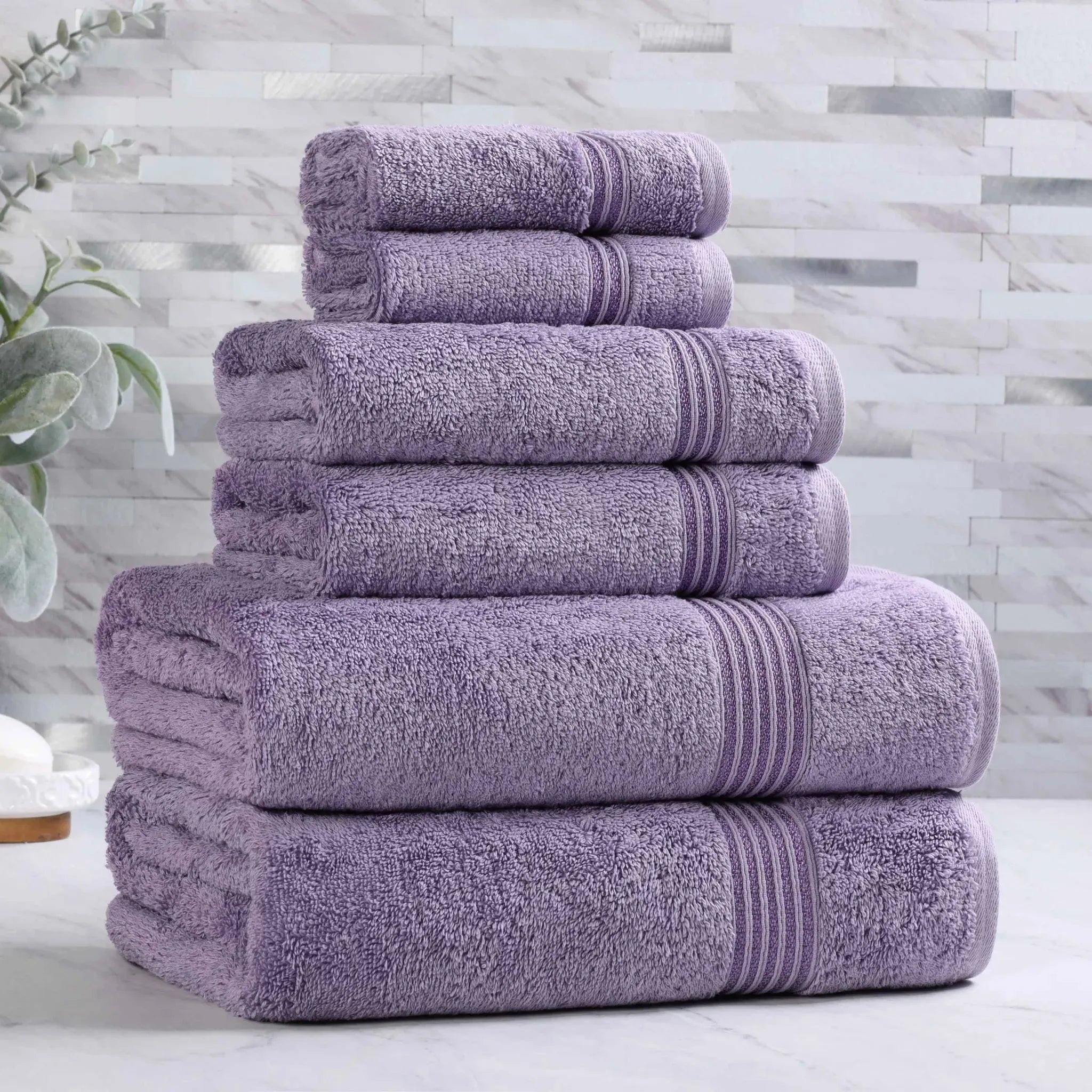 Egyptian Cotton Heritage Plush Towel Set 6 Piece - Egyptian Cotton Towel Set by Superior Brand
