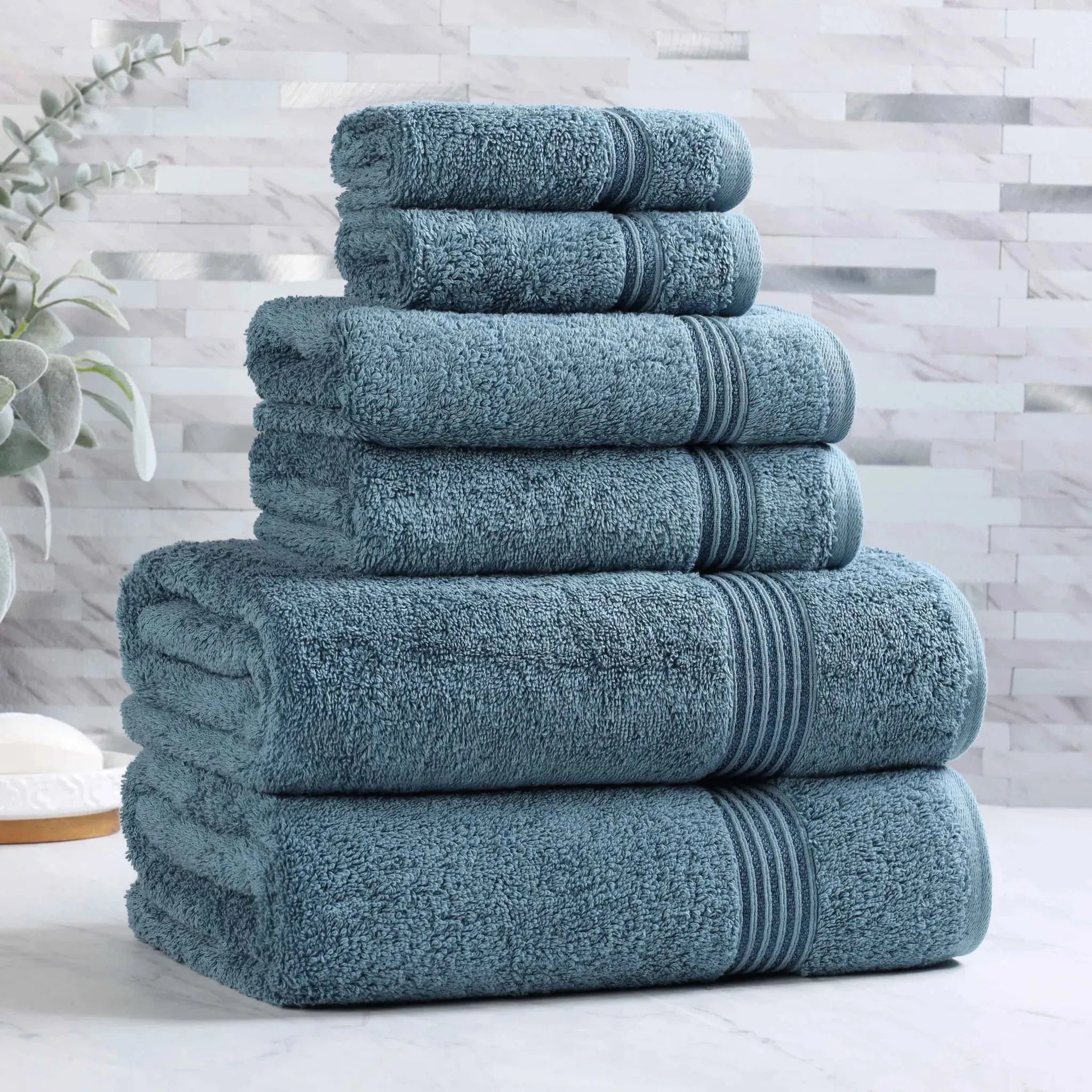 Egyptian Cotton Heritage Plush Towel Set 6 Piece - Egyptian Cotton Towel Set by Superior Brand