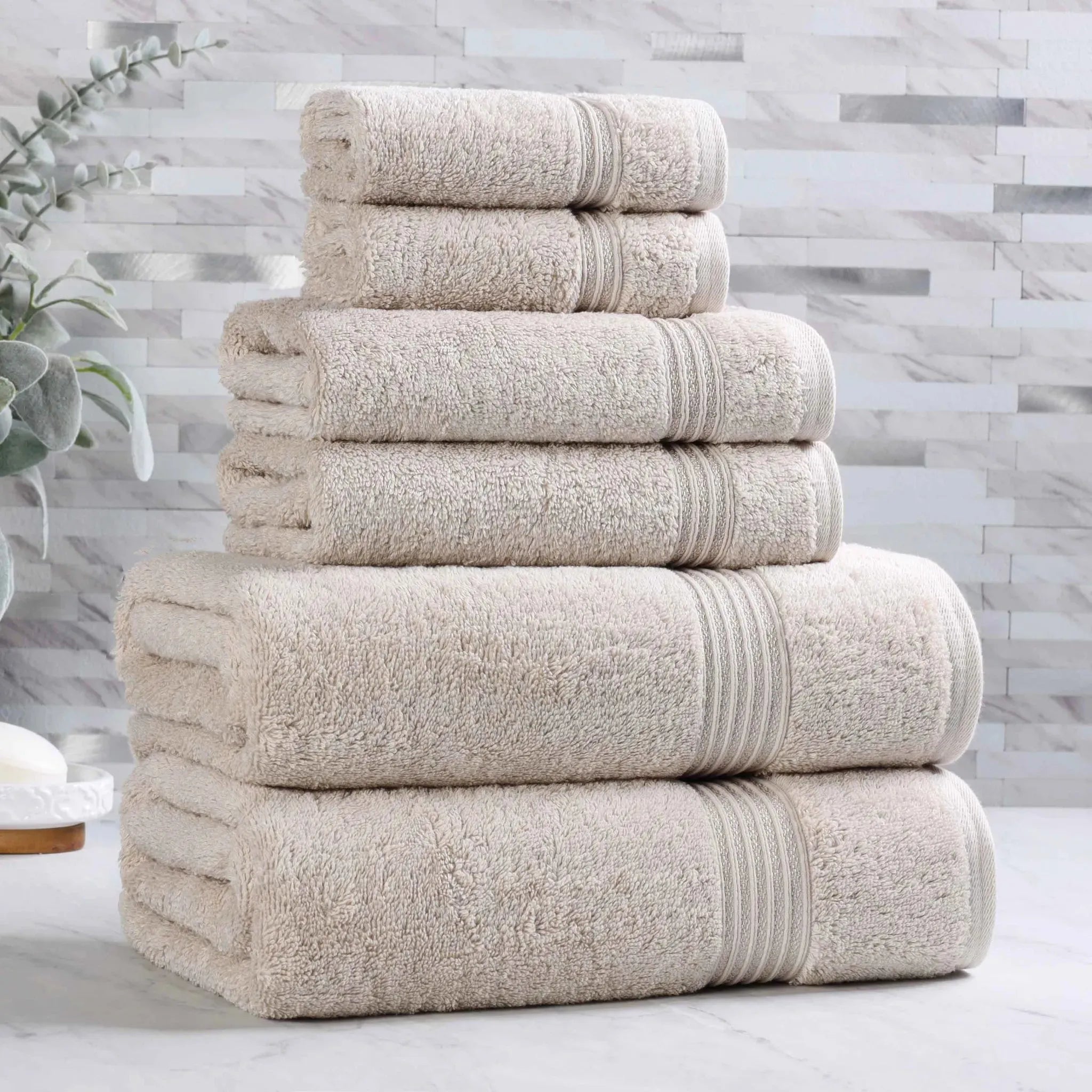 Egyptian Cotton Heritage Plush Towel Set 6 Piece - Egyptian Cotton Towel Set by Superior Brand