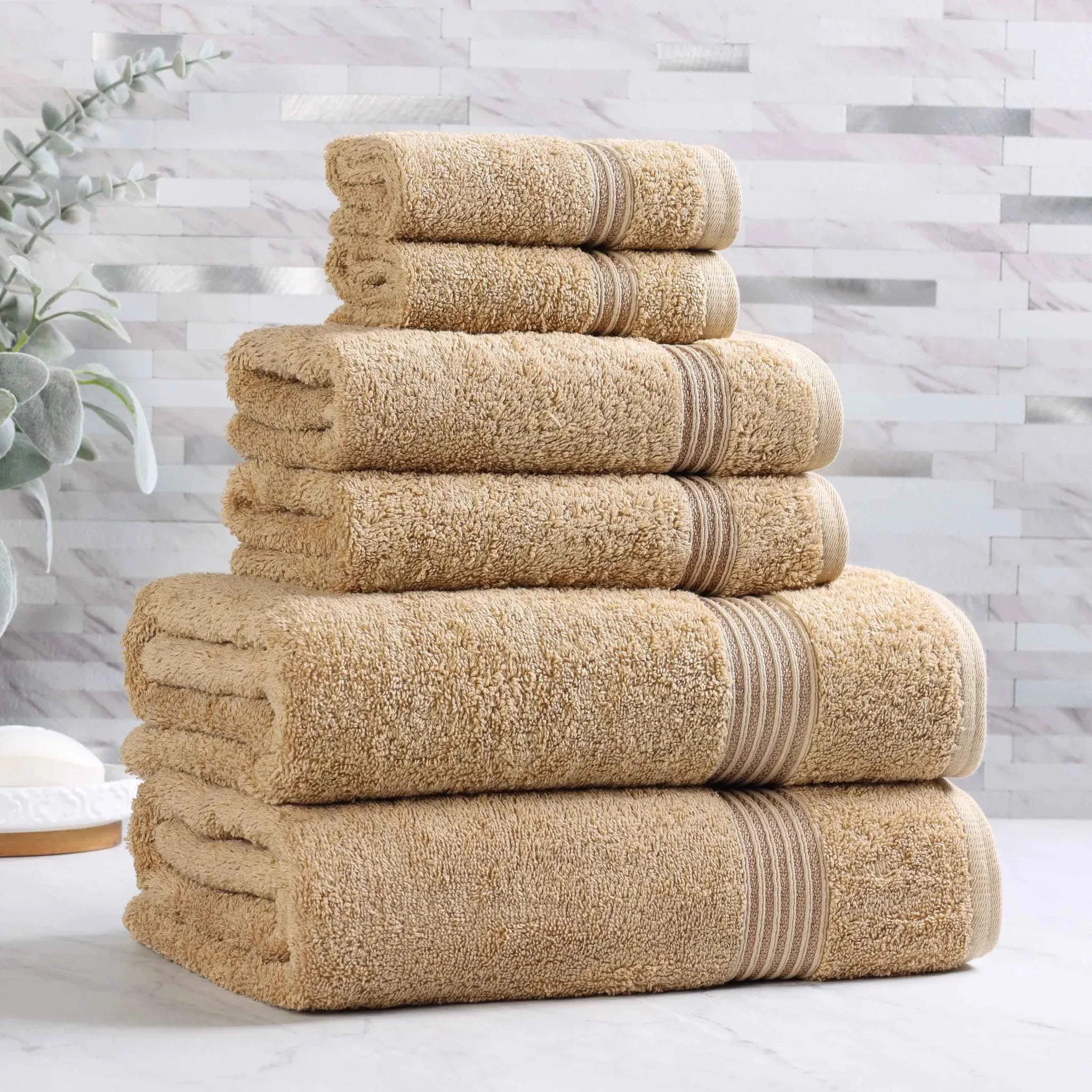Egyptian Cotton Heritage Plush Towel Set 6 Piece - Egyptian Cotton Towel Set by Superior Brand