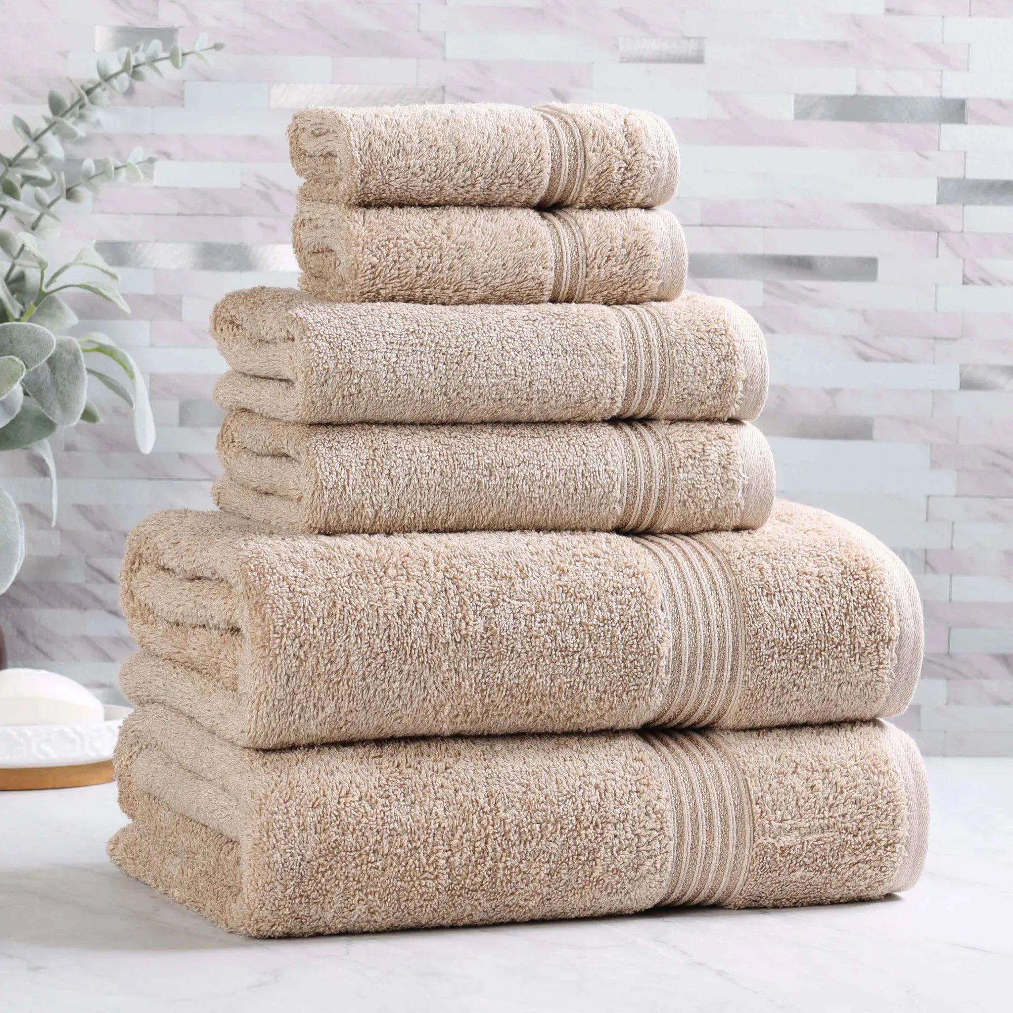 Egyptian Cotton Heritage Plush Towel Set 6 Piece - Egyptian Cotton Towel Set by Superior Brand