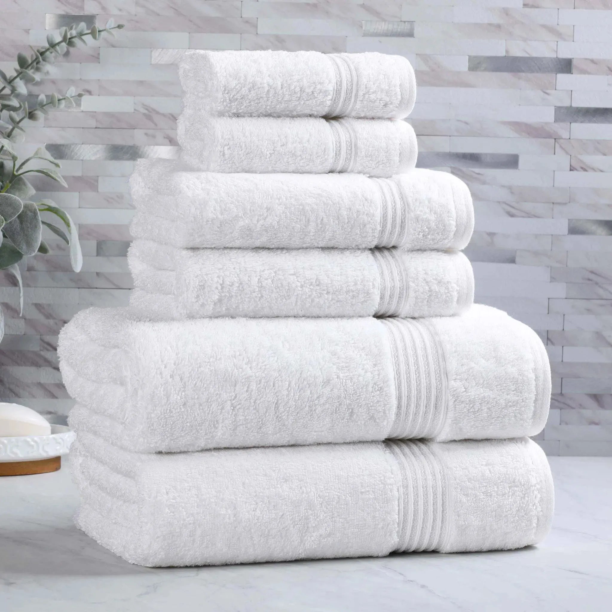 Egyptian Cotton Heritage Plush Towel Set 6 Piece - Egyptian Cotton Towel Set by Superior Brand