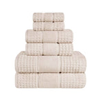 Zero Twist Cotton Waffle Towel Set 6-Piece - Napa - Towel Set by Superior Brand