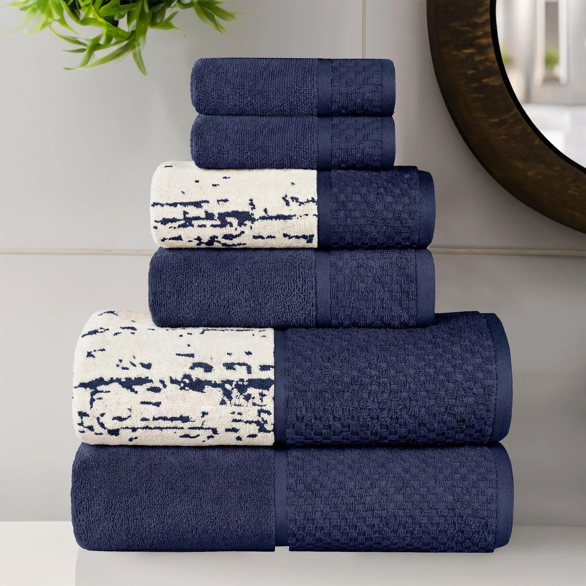 Lodi Cotton 6-Piece Bathroom Towel Set – Absorbent Mid-Weight Solids & Patterns
