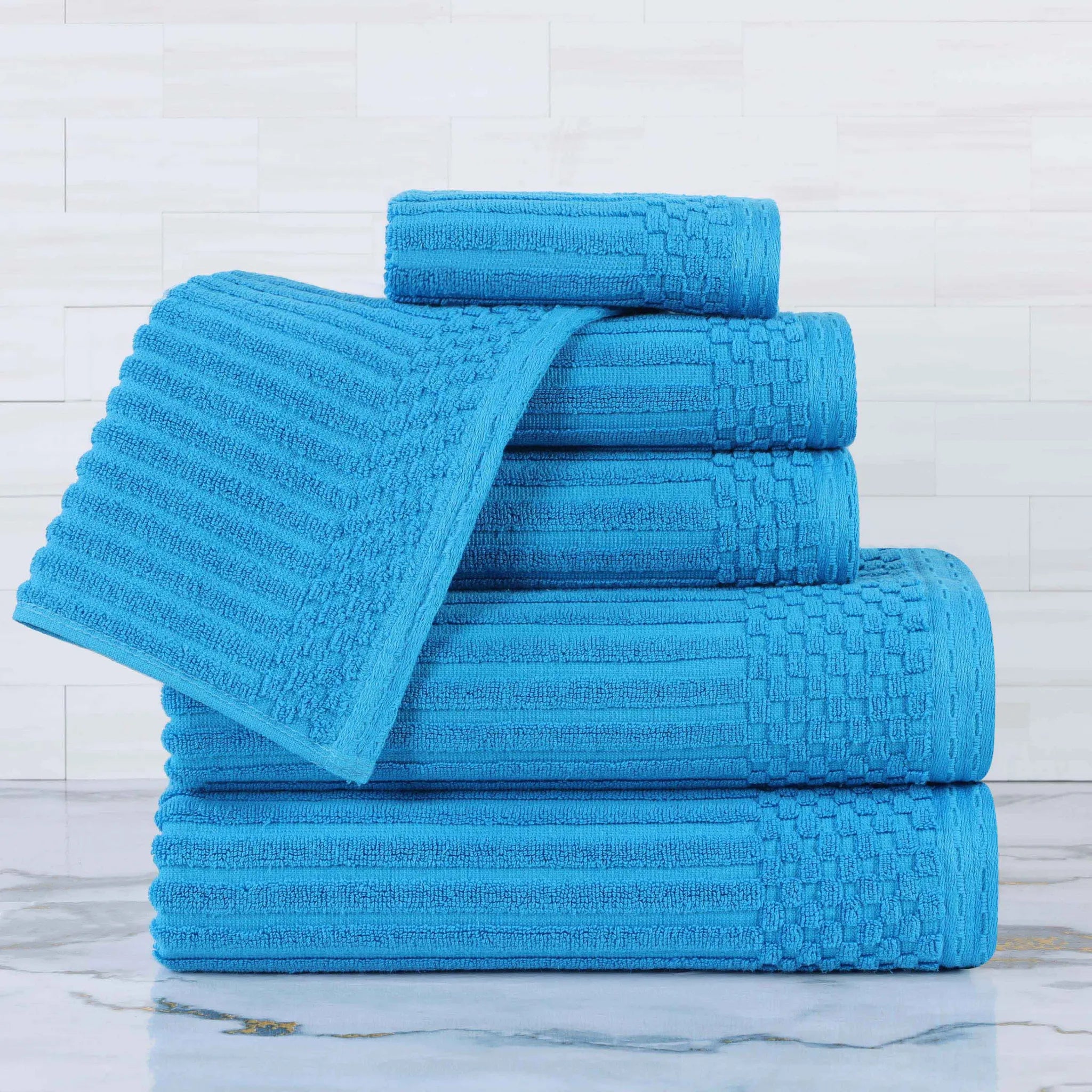 Soho Cotton Ribbed Textured Ultra Absorbent 6 Piece Towel Set