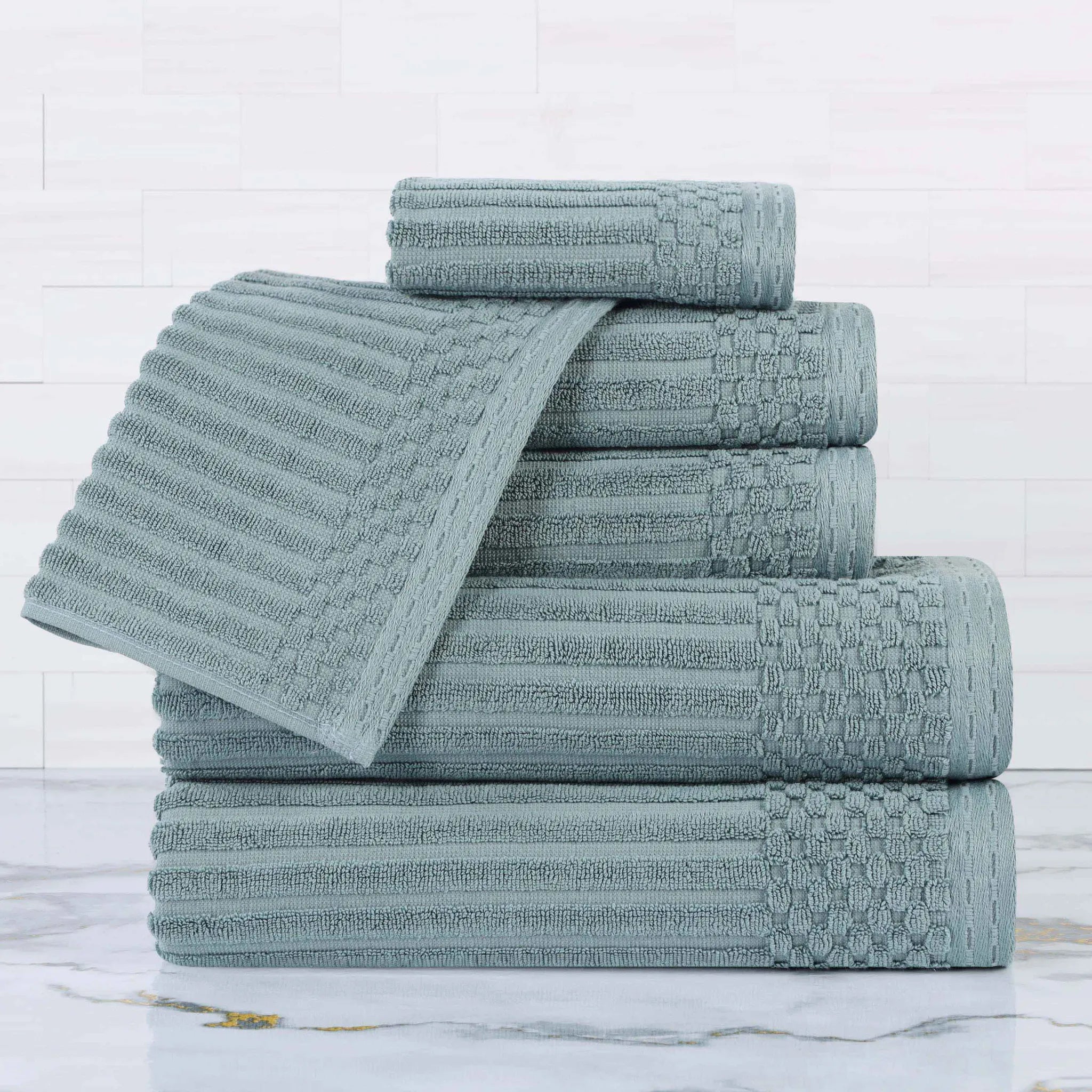 Soho Cotton Ribbed Textured Ultra Absorbent 6 Piece Towel Set