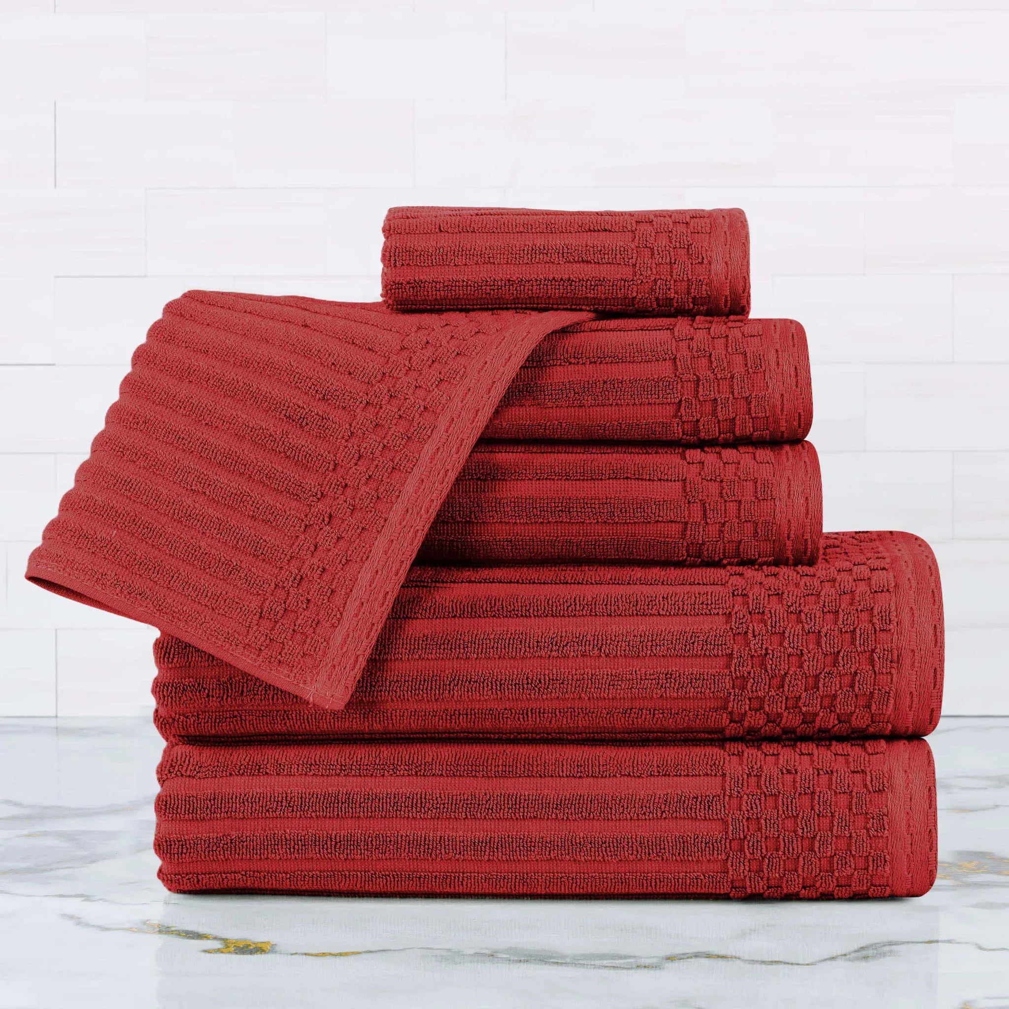 Soho Cotton Ribbed Textured Ultra Absorbent 6 Piece Towel Set