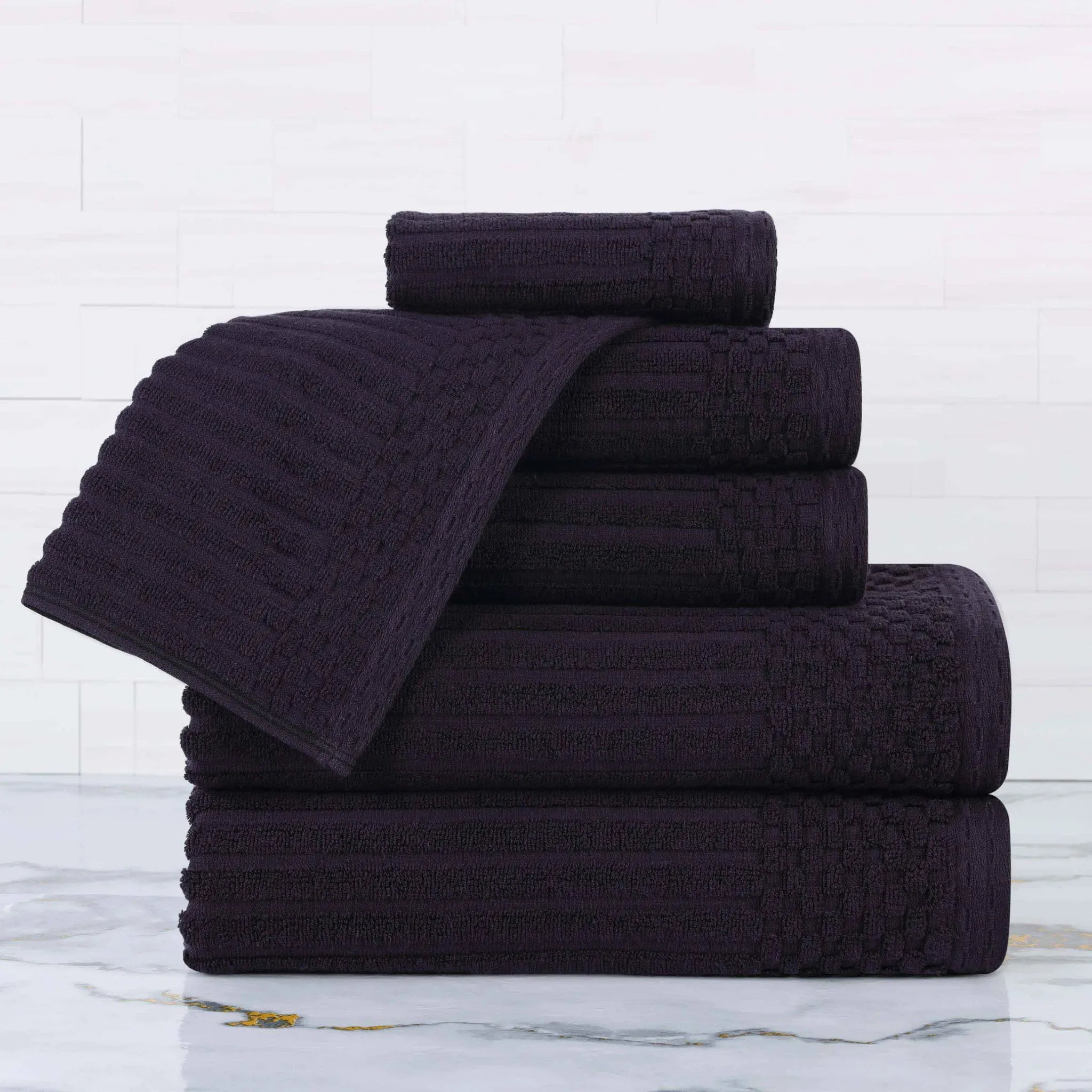 Soho Cotton Ribbed Textured Ultra Absorbent 6 Piece Towel Set