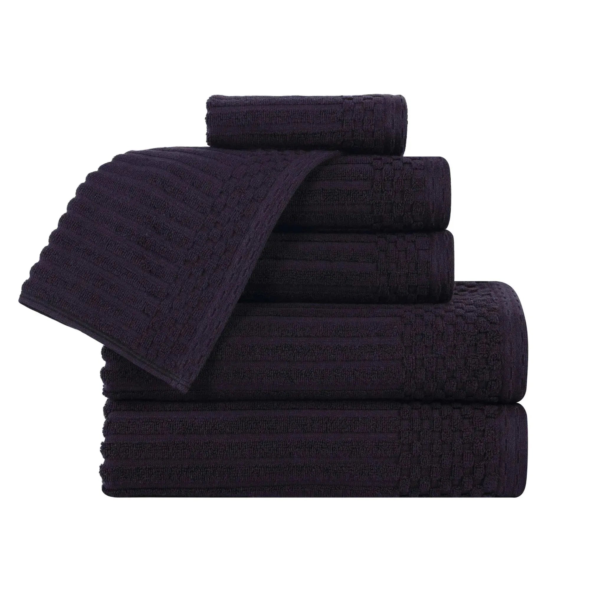 Soho Cotton Ribbed Textured Ultra Absorbent 6 Piece Towel Set - Towel Set by Superior Brand