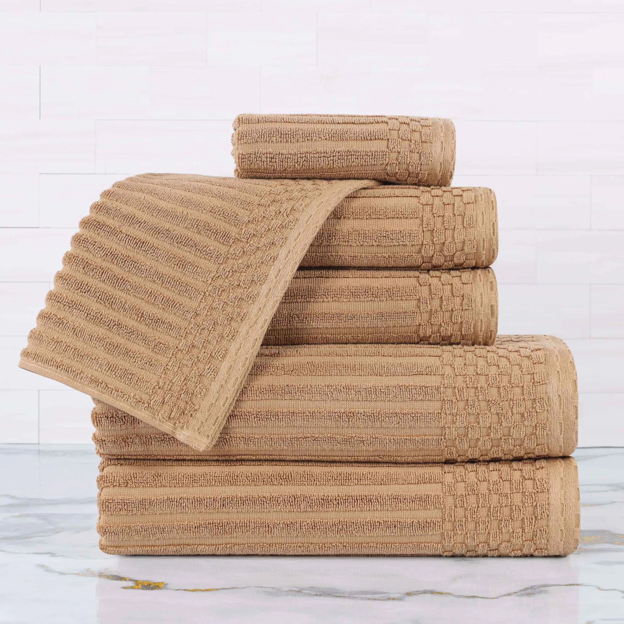 Soho Cotton Ribbed Textured Ultra Absorbent 6 Piece Towel Set