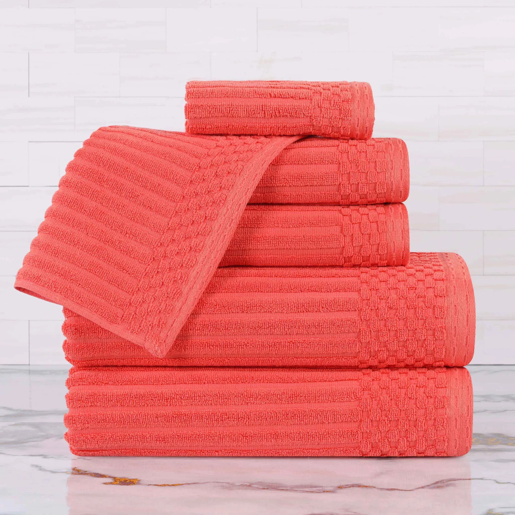 Soho Cotton Ribbed Textured Ultra Absorbent 6 Piece Towel Set