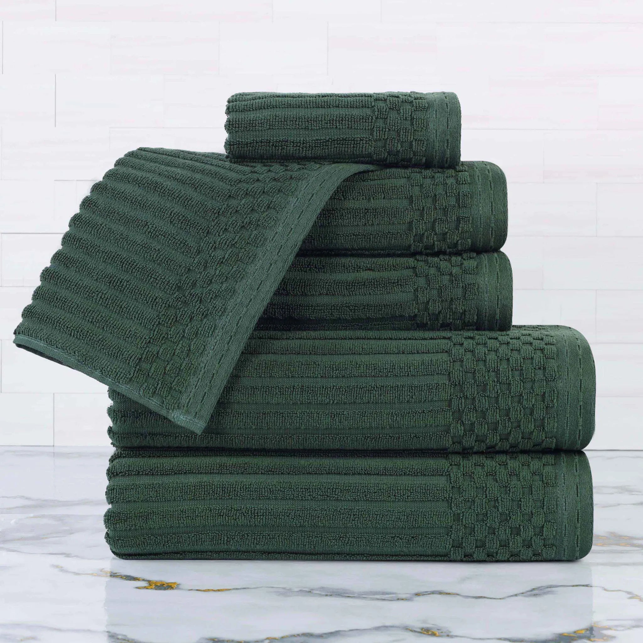 Soho Cotton Ribbed Textured Ultra Absorbent 6 Piece Towel Set - Towel Set by Superior Brand
