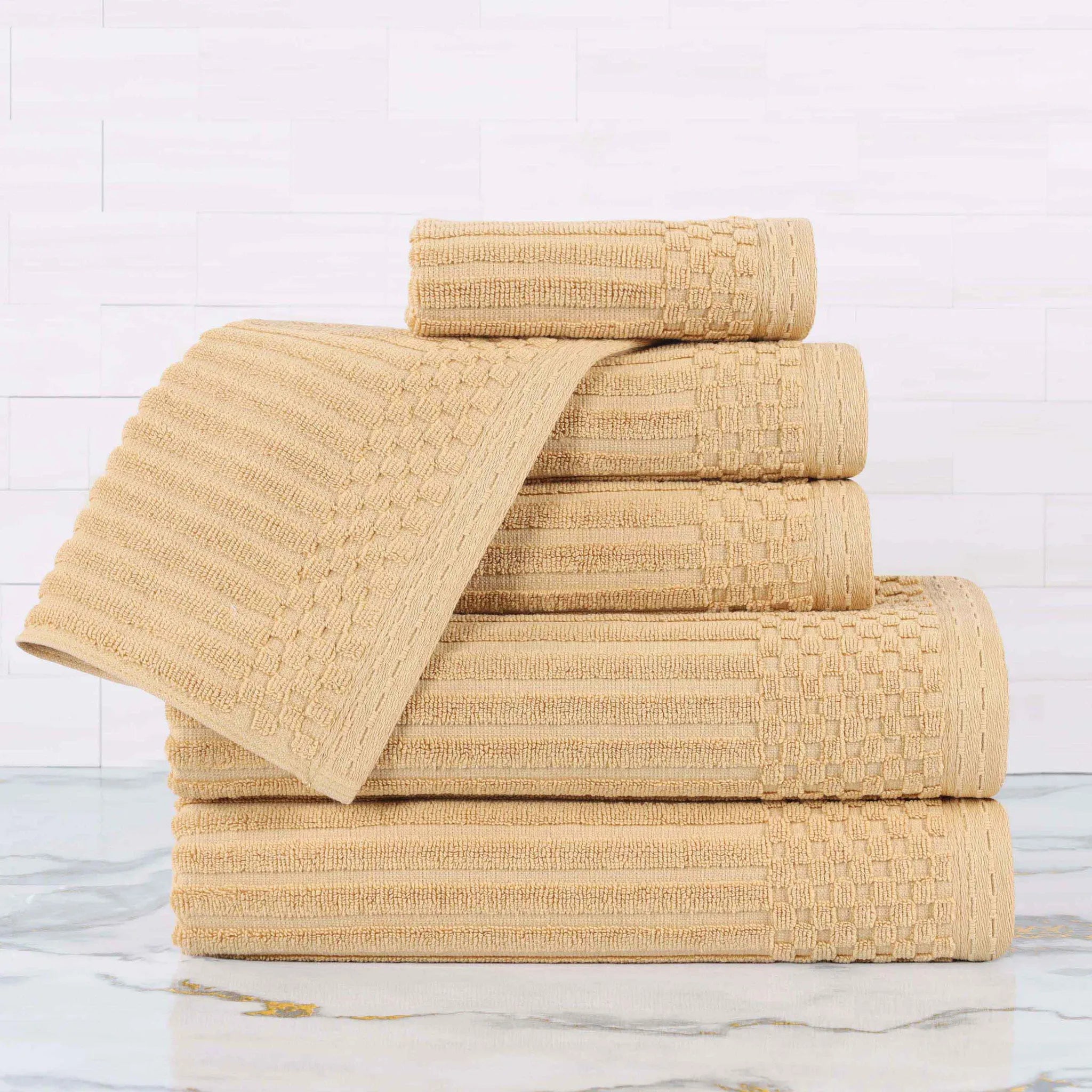 Soho Cotton Ribbed Textured Ultra Absorbent 6 Piece Towel Set - Towel Set by Superior Brand