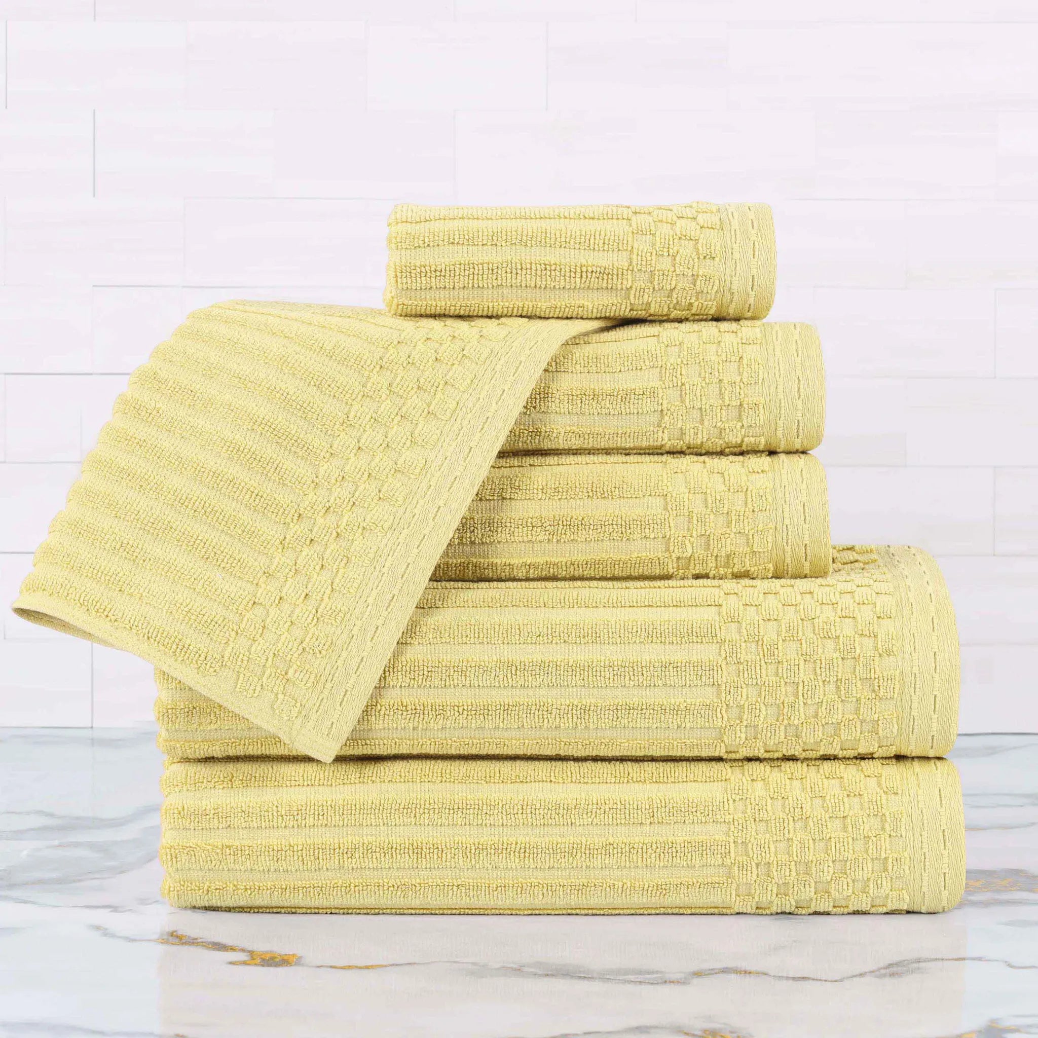Soho Cotton Ribbed Textured Ultra Absorbent 6 Piece Towel Set
