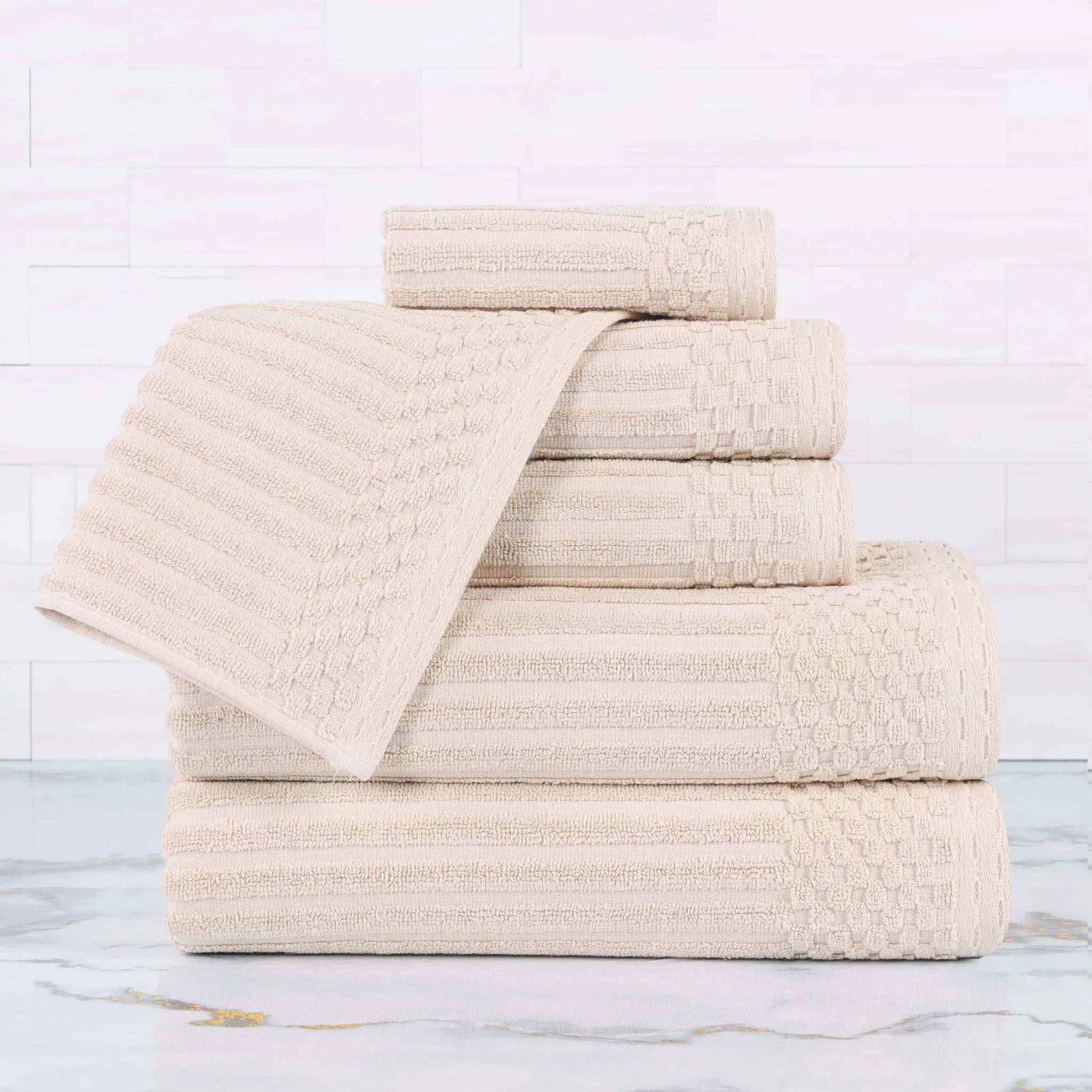 Soho Cotton Ribbed Textured Ultra Absorbent 6 Piece Towel Set