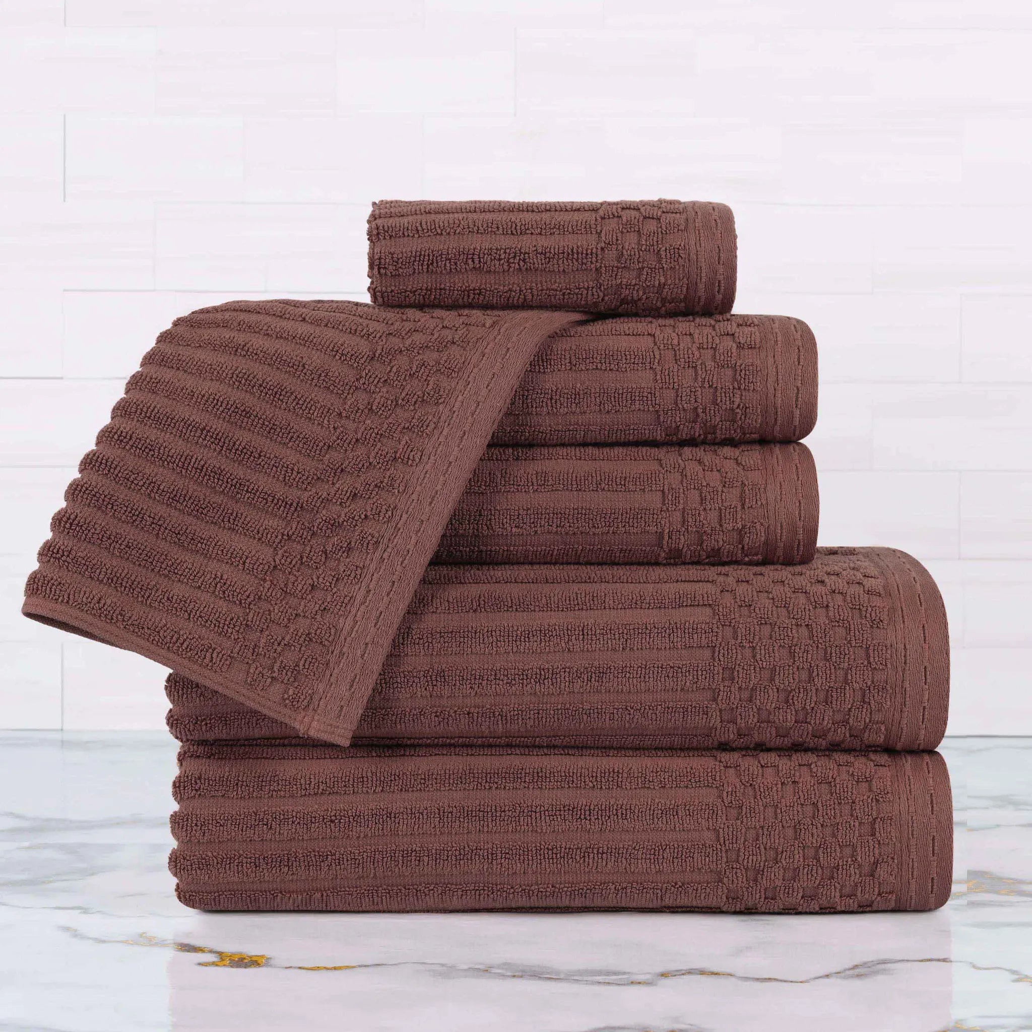 Soho Cotton Ribbed Textured Ultra Absorbent 6 Piece Towel Set