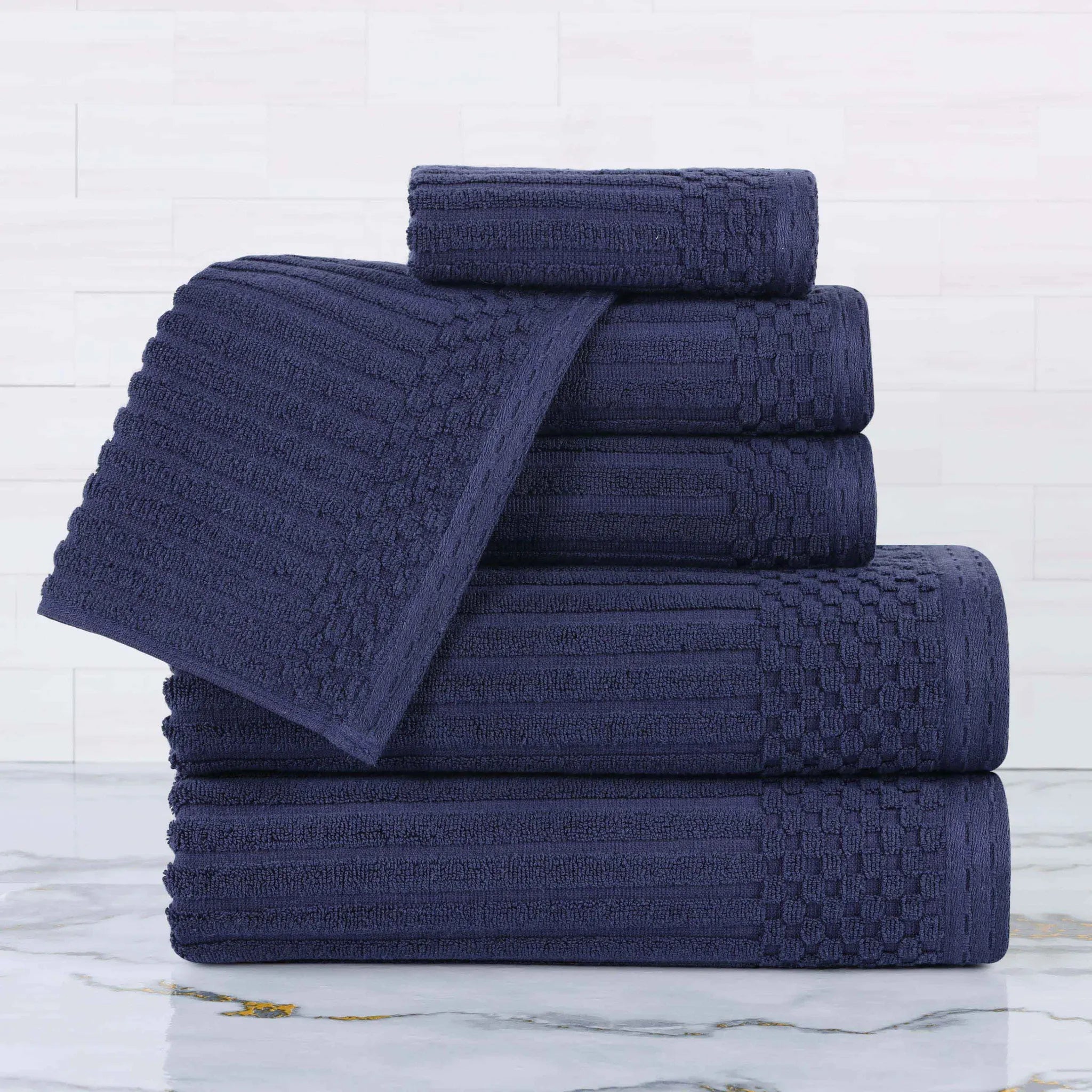 Soho Cotton Ribbed Textured Ultra Absorbent 6 Piece Towel Set