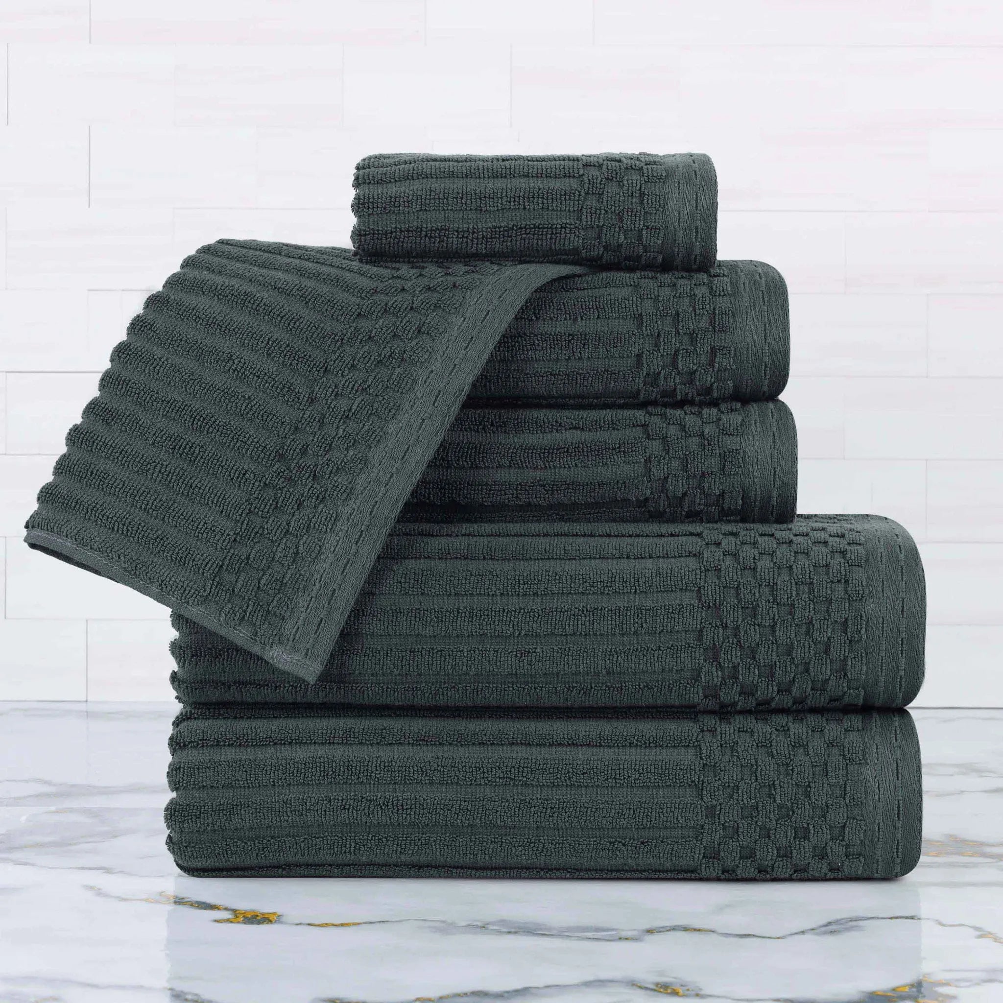 Soho Cotton Ribbed Textured Ultra Absorbent 6 Piece Towel Set