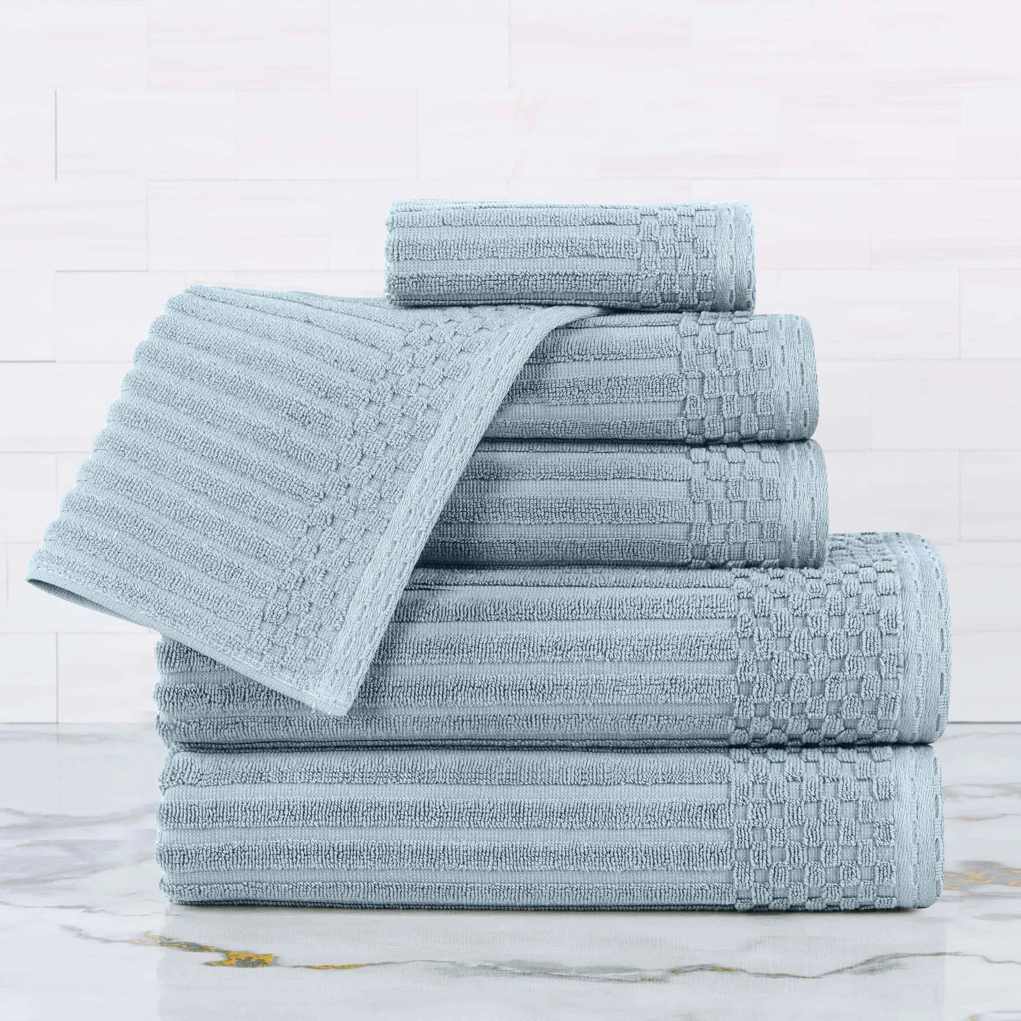 Soho Cotton Ribbed Textured Ultra Absorbent 6 Piece Towel Set