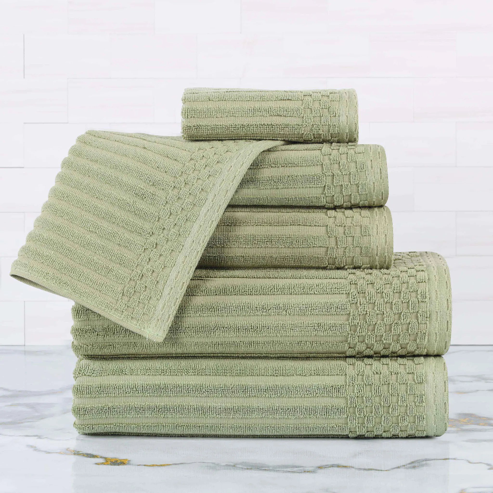 Soho Cotton Ribbed Textured Ultra Absorbent 6 Piece Towel Set