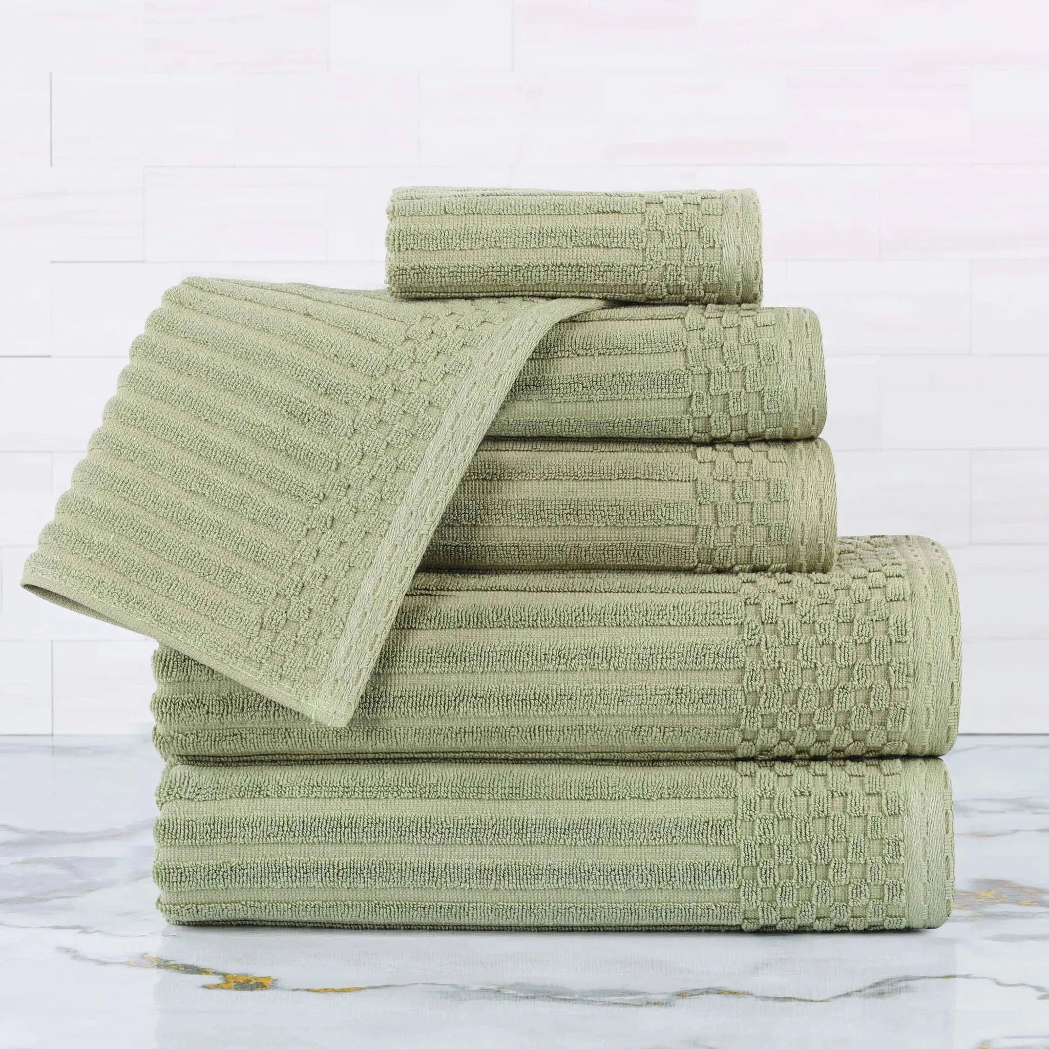 Soho Cotton Ribbed Textured Ultra Absorbent 6 Piece Towel Set - Towel Set by Superior Brand