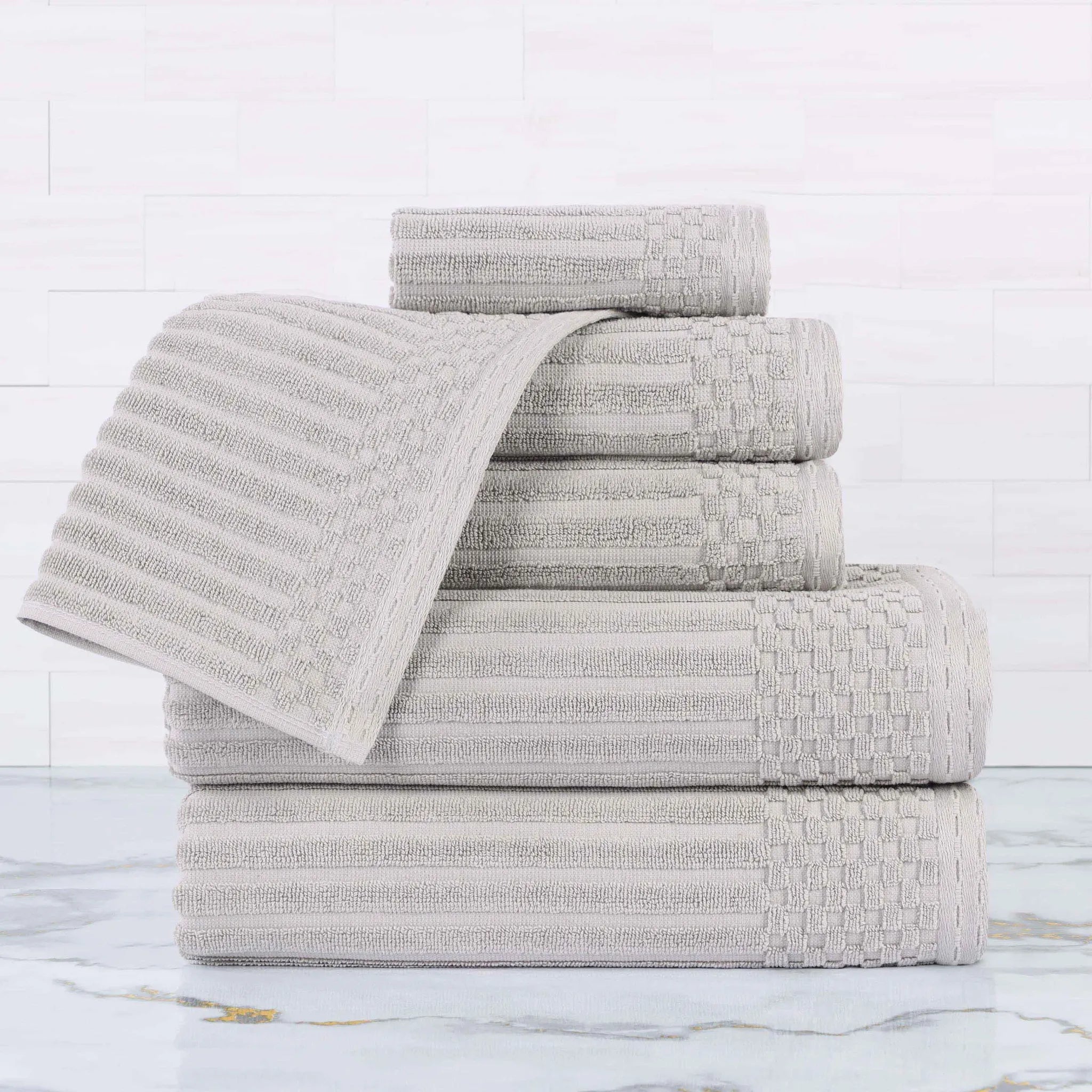 Soho Cotton Ribbed Textured Ultra Absorbent 6 Piece Towel Set