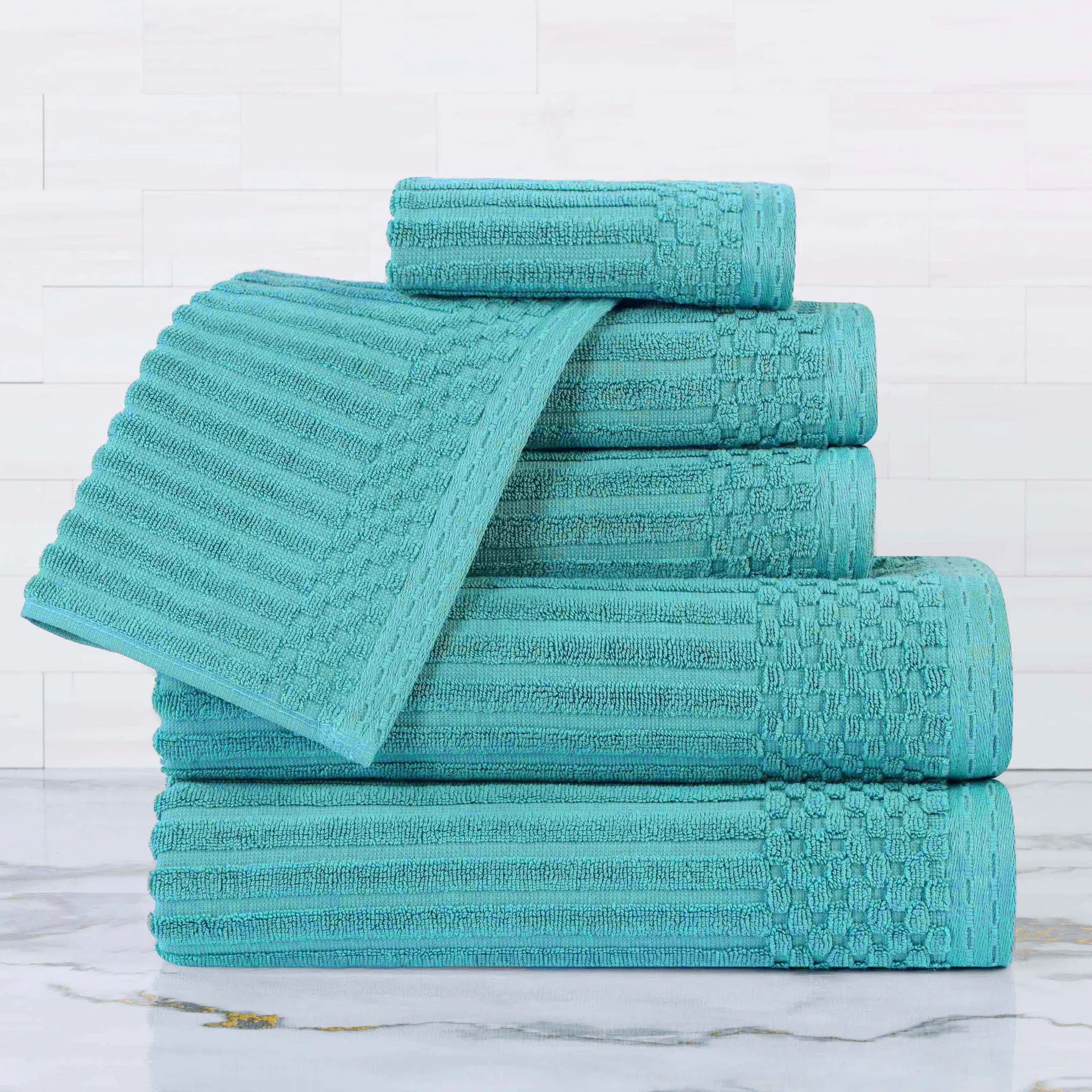 Soho Cotton Ribbed Textured Ultra Absorbent 6 Piece Towel Set