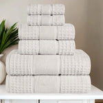 Zero Twist Cotton Waffle Towel Set 6-Piece - Napa - Towel Set by Superior Brand