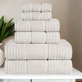 Zero Twist Cotton Waffle Towel Set 6-Piece - Napa - Towel Set by Superior Brand